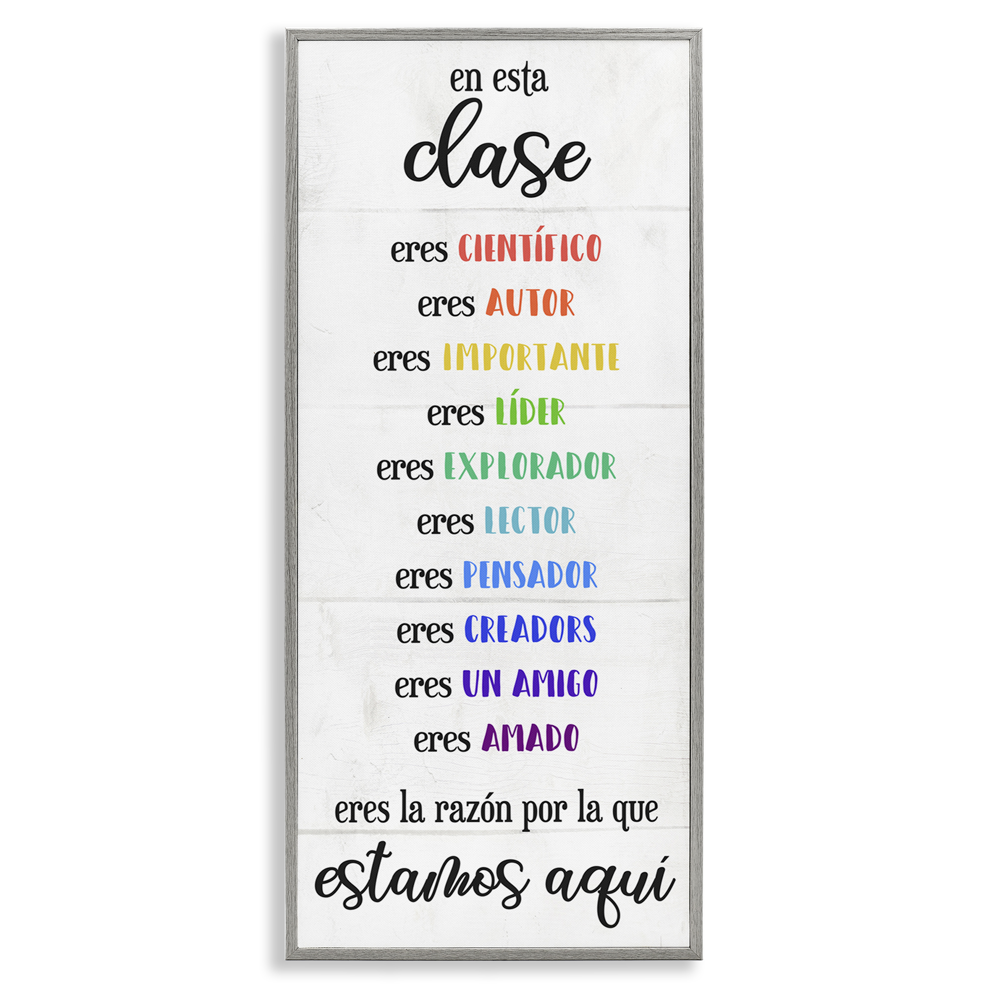Stupell Industries En Esta Clase Eres… Inspirational Quotes & Sayings Painting Gray Framed Art Print Wall Art, 10 x 24