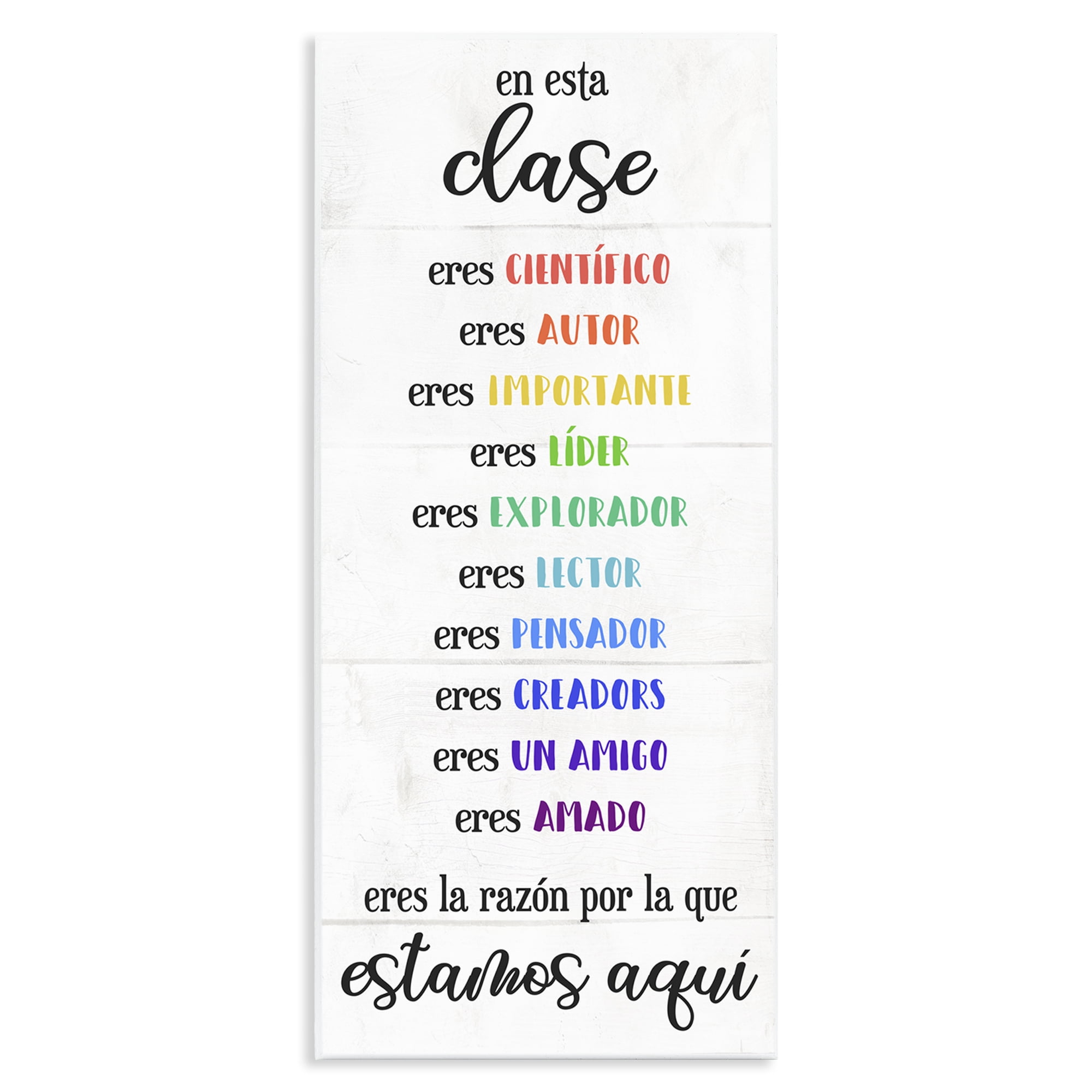 Stupell Industries En Esta Clase Eres… Inspirational Quotes & Sayings Painting Unframed Art Print Wall Art, 7 x 17