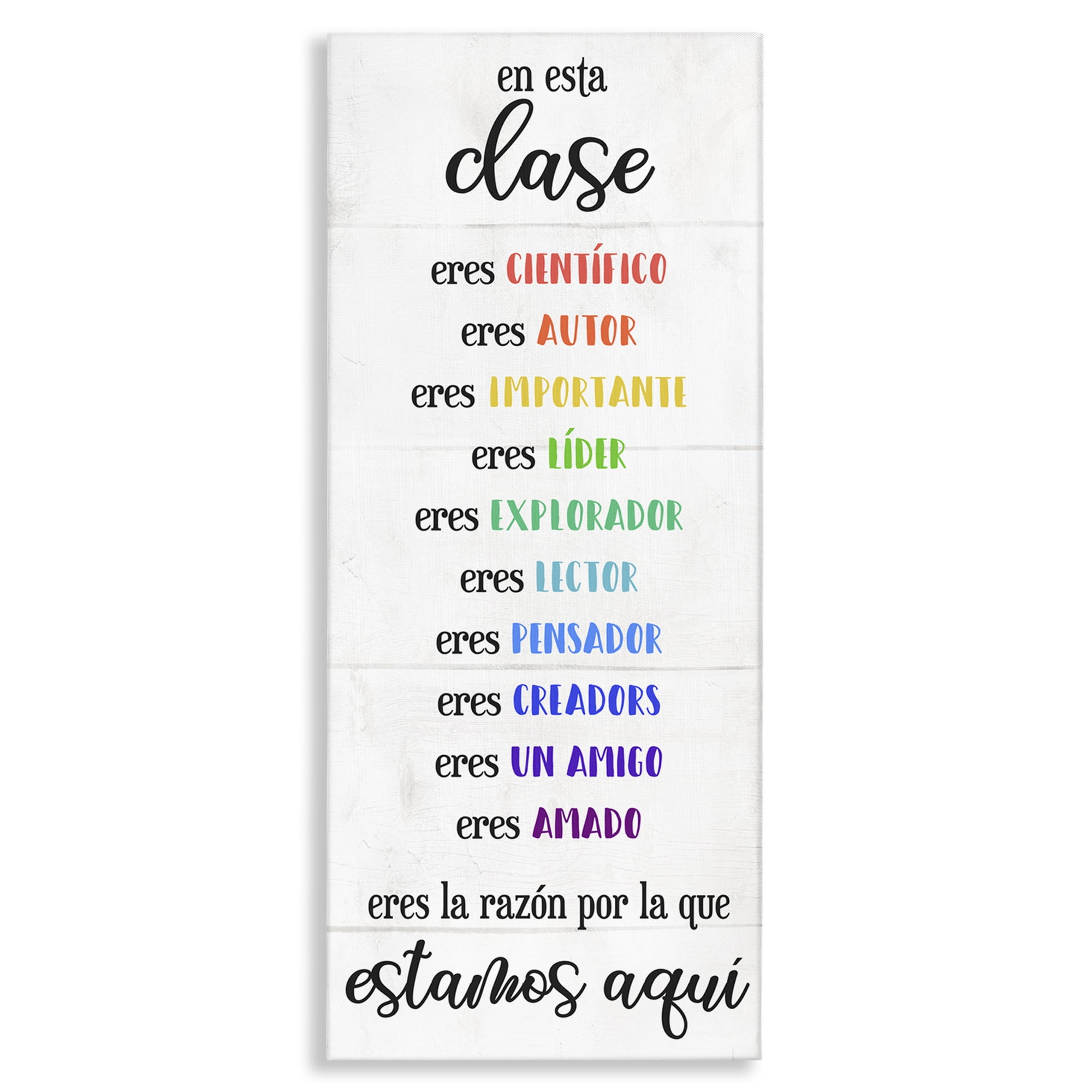 Stupell Industries En Esta Clase Eres… Inspirational Quotes & Sayings Painting Wrapped Canvas Art Print Wall Art, 17 x 40