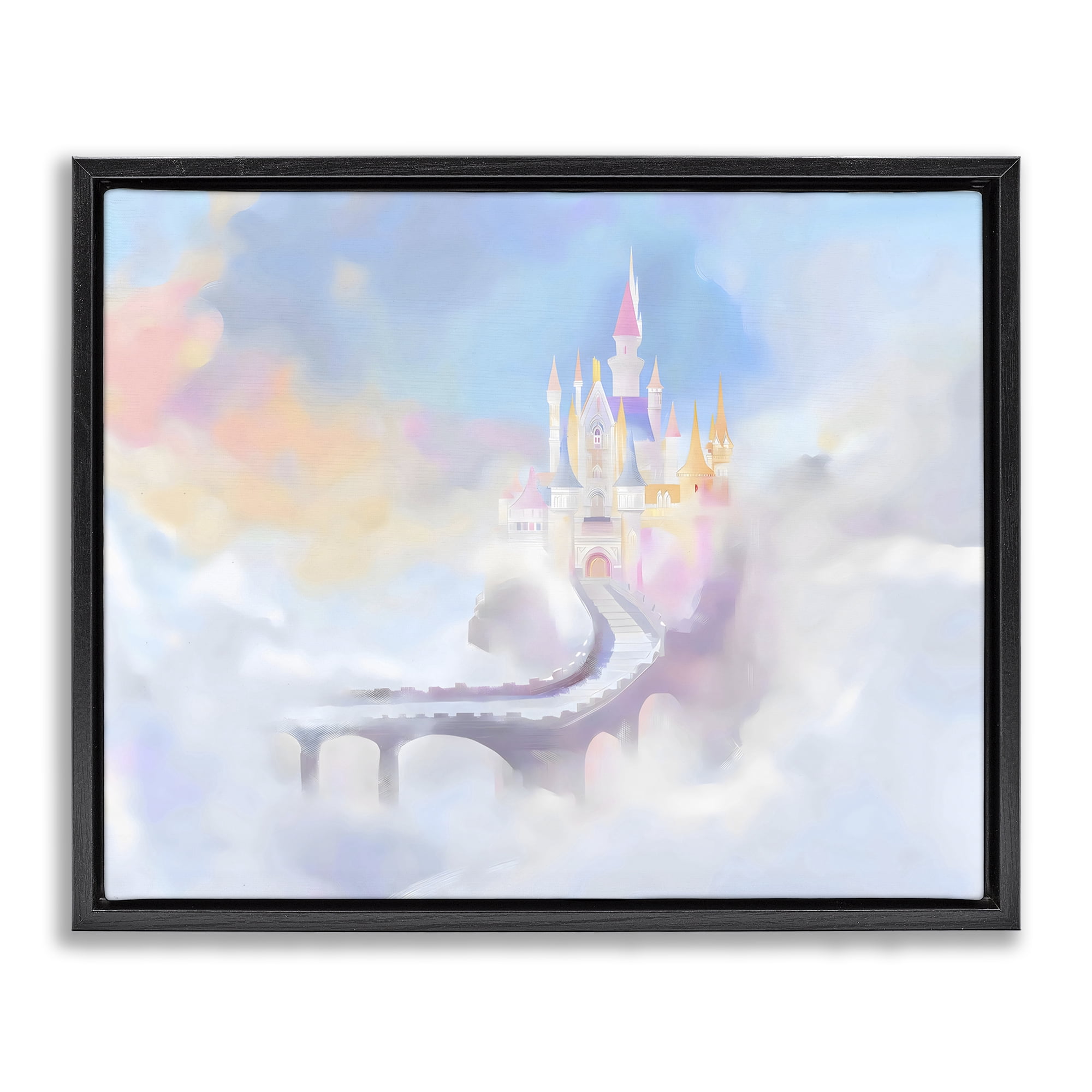 Stupell Industries Enchanted Bridge To Castle Black Framed Floater Canvas Wall Art, design by Arlington Prints