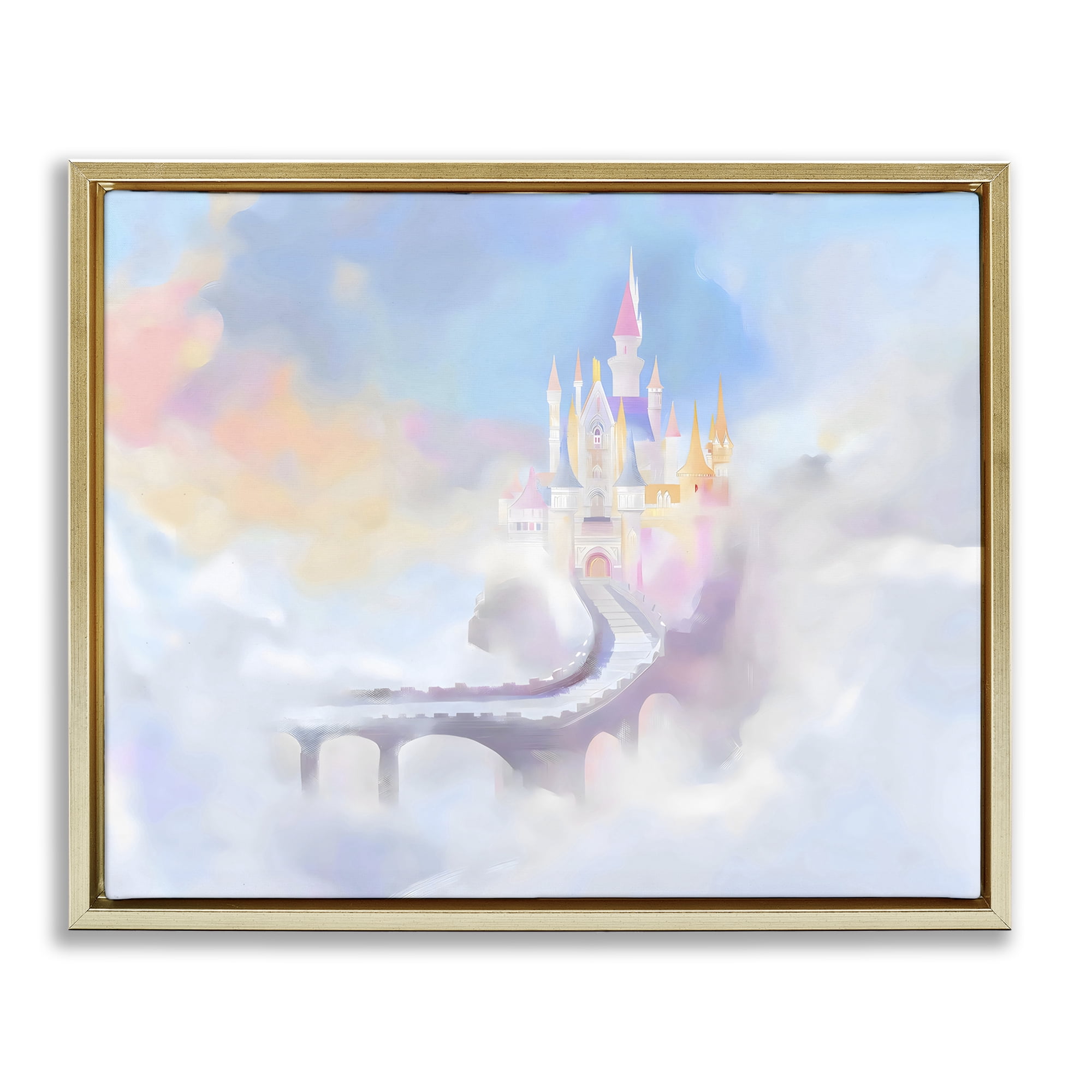 Stupell Industries Enchanted Bridge To Castle Gold Framed Floater Canvas Wall Art, design by Arlington Prints