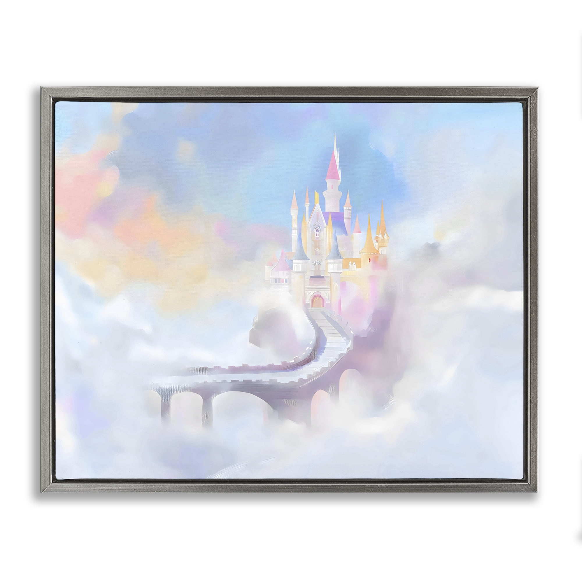 Stupell Industries Enchanted Bridge To Castle Gray Framed Floater Canvas Wall Art, design by Arlington Prints