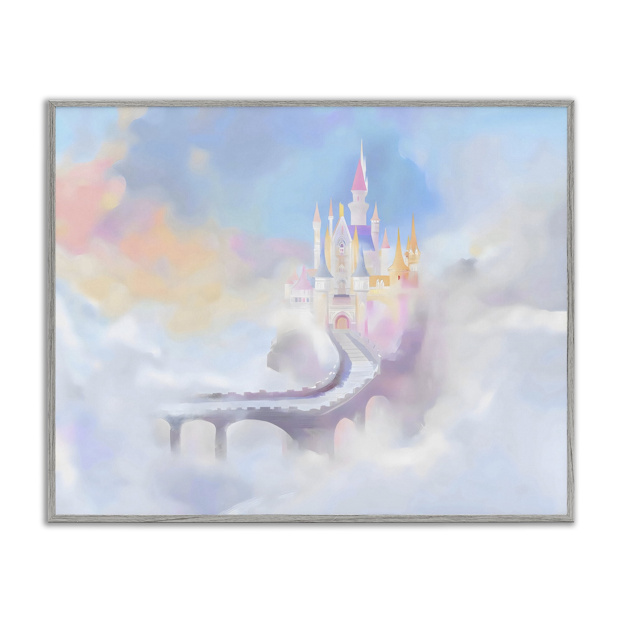 Stupell Industries Enchanted Bridge To Castle Gray Framed Giclee Art, design by Arlington Prints