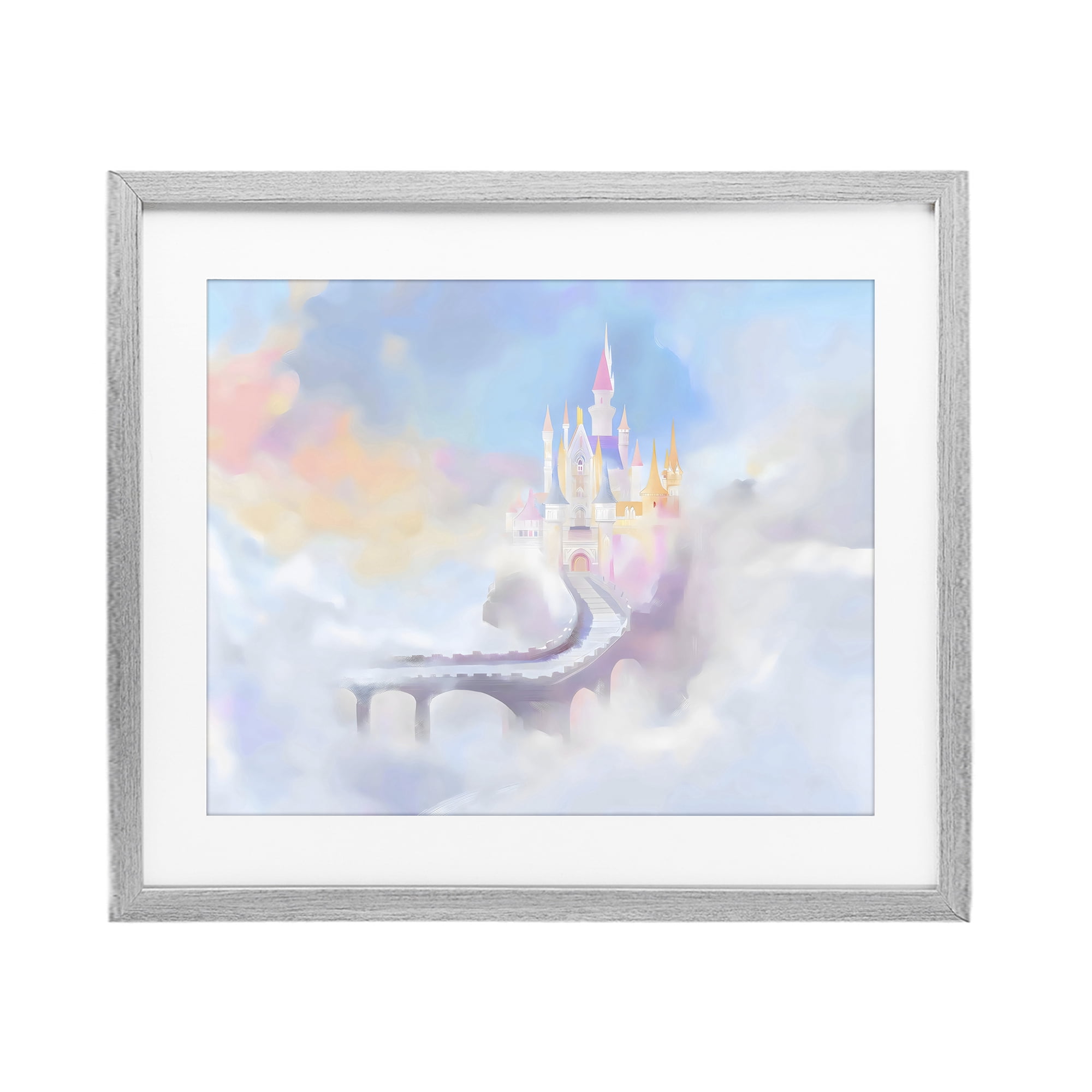 Stupell Industries Enchanted Bridge To Castle Gray Framed Print Under Glass, design by Arlington Prints