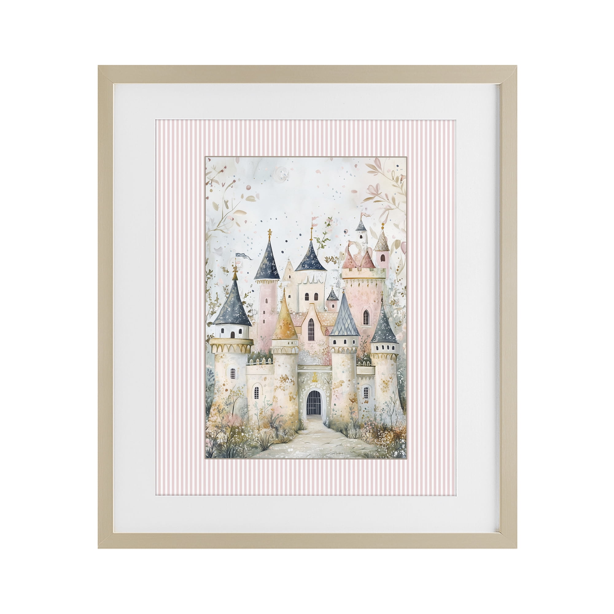 Stupell Industries Enchanted Dreams Castle Birch Framed Print Under Glass, design by Christine Simpson Art