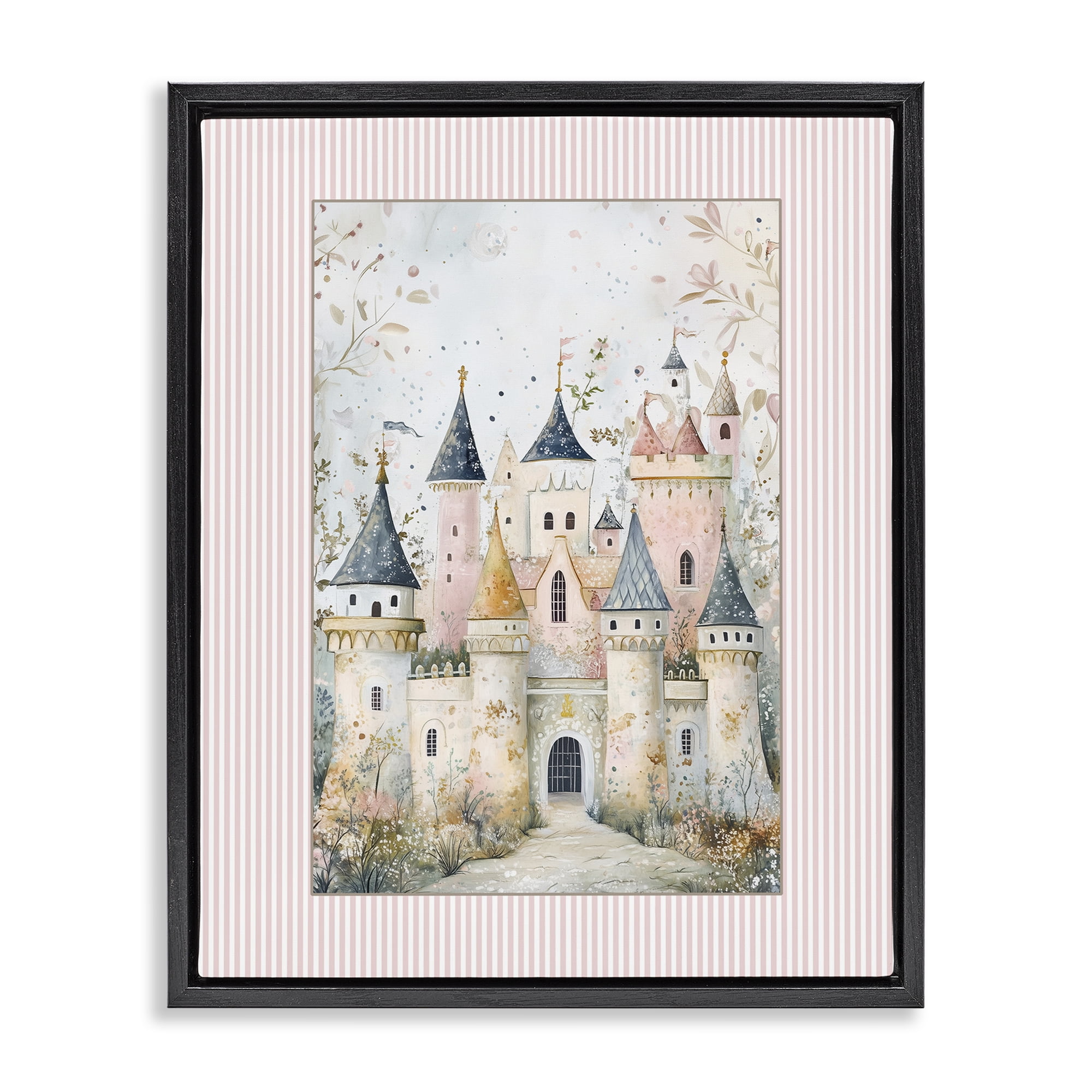 Stupell Industries Enchanted Dreams Castle Black Framed Floater Canvas Wall Art, design by Christine Simpson Art