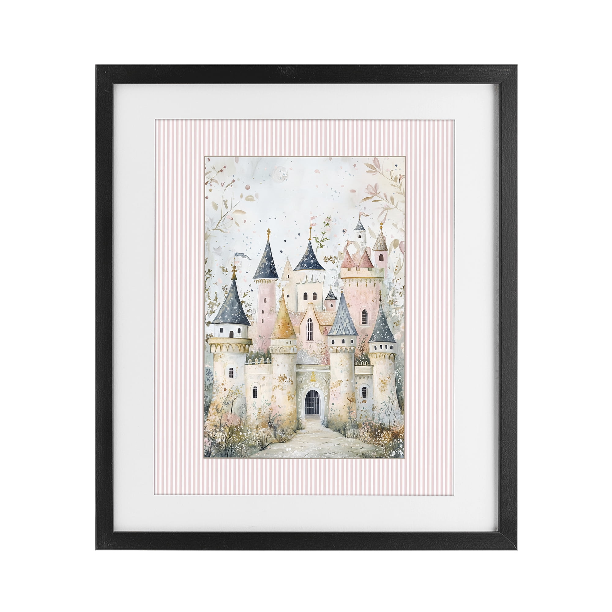 Stupell Industries Enchanted Dreams Castle Black Framed Print Under Glass, design by Christine Simpson Art