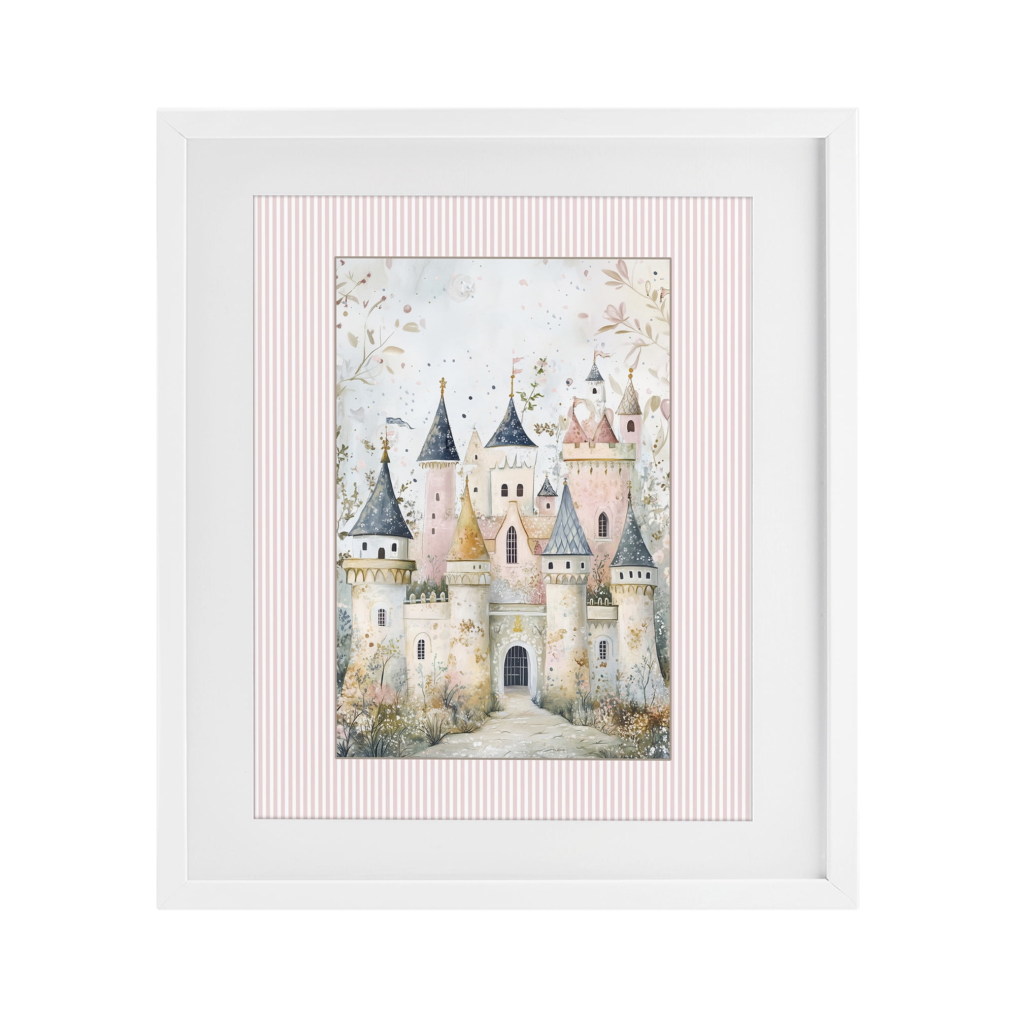 Stupell Industries Enchanted Dreams Castle White Framed Print Under Glass, design by Christine Simpson Art