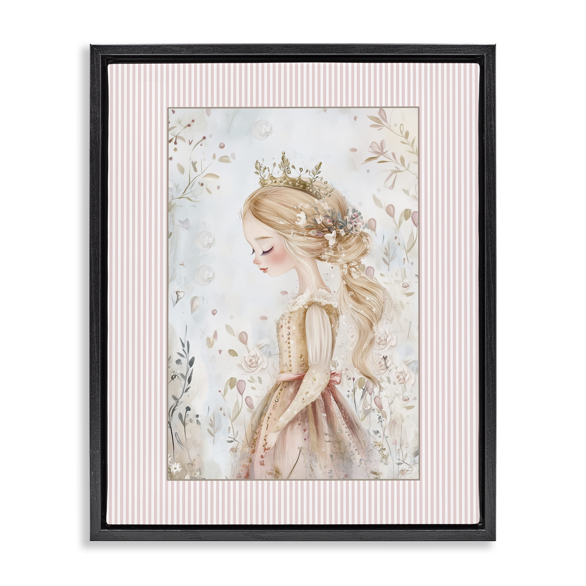 Stupell Industries Enchanted Dreams Princess Black Framed Floater Canvas Wall Art, design by Christine Simpson Art