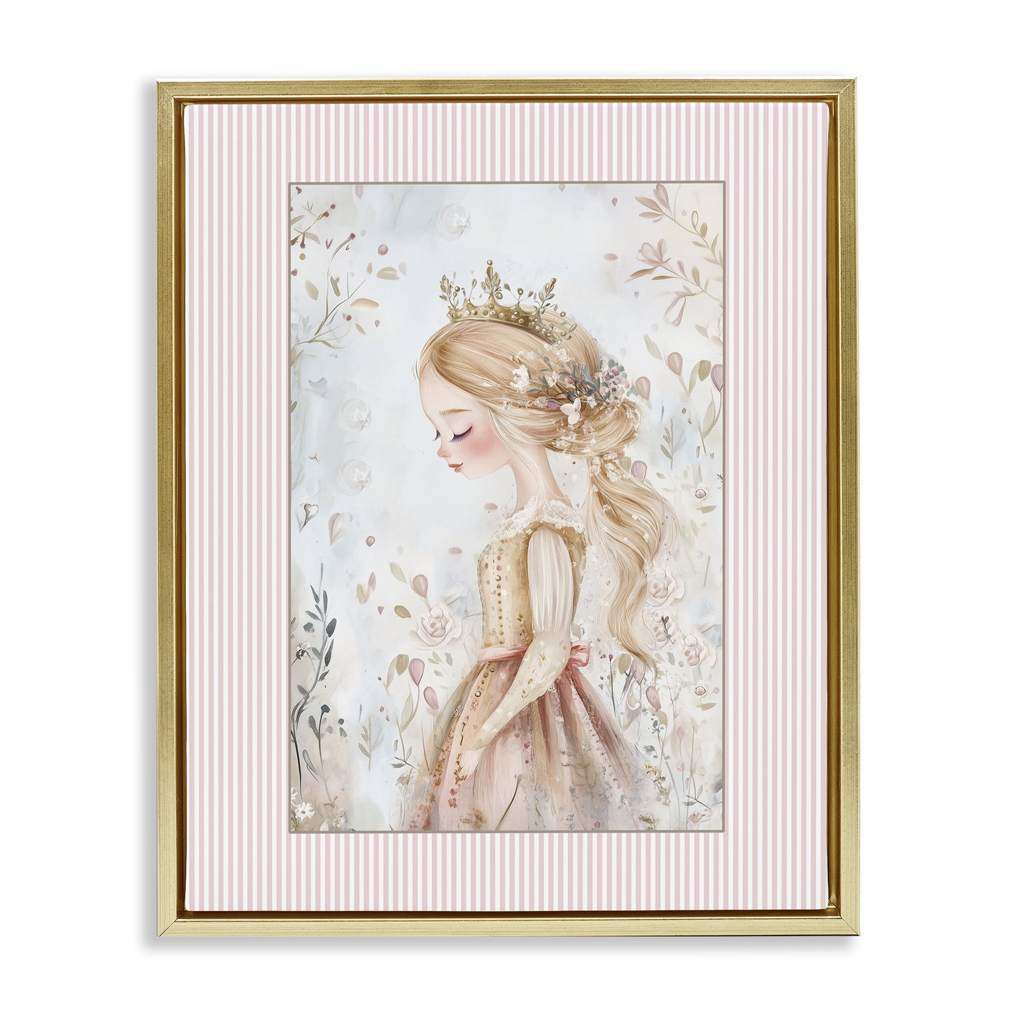 Stupell Industries Enchanted Dreams Princess Gold Framed Floater Canvas Wall Art, design by Christine Simpson Art