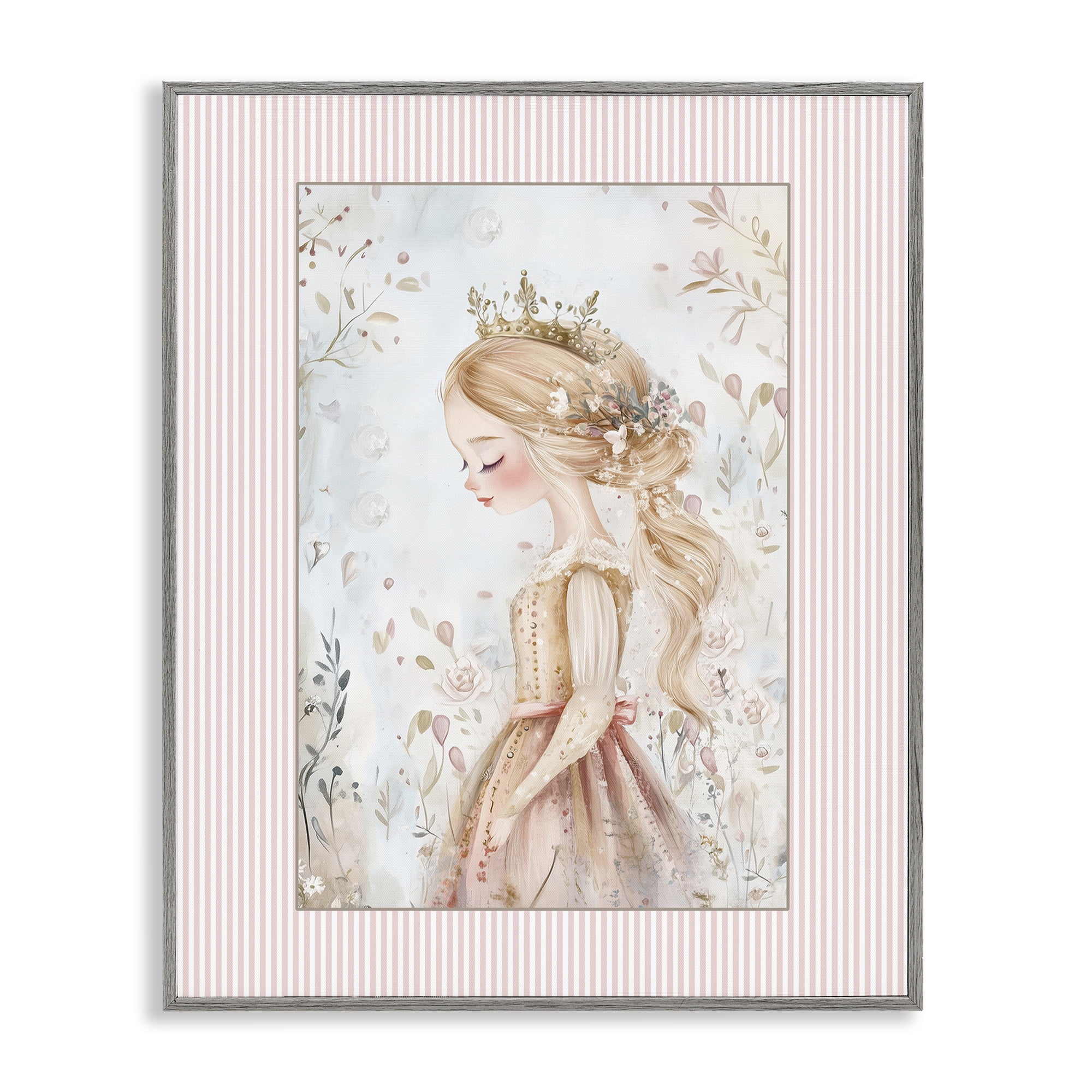 Stupell Industries Enchanted Dreams Princess Gray Framed Giclee Art, design by Christine Simpson Art
