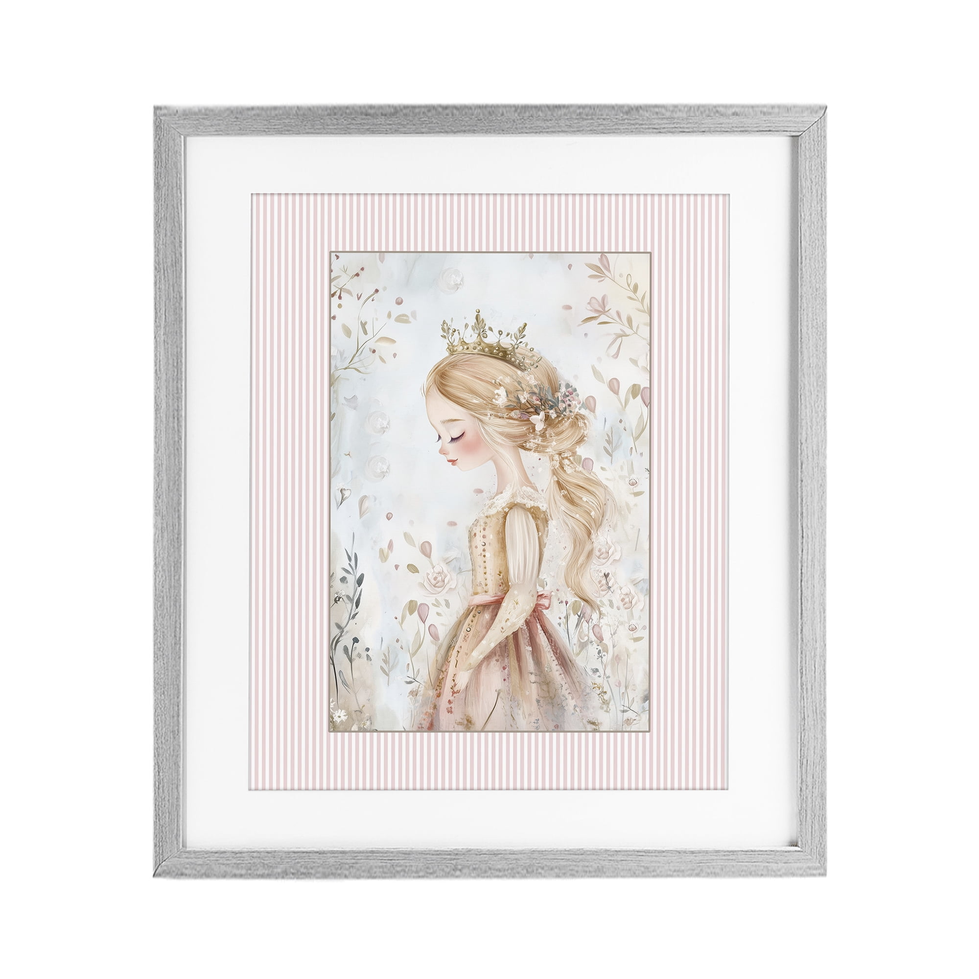 Stupell Industries Enchanted Dreams Princess Gray Framed Print Under Glass, design by Christine Simpson Art