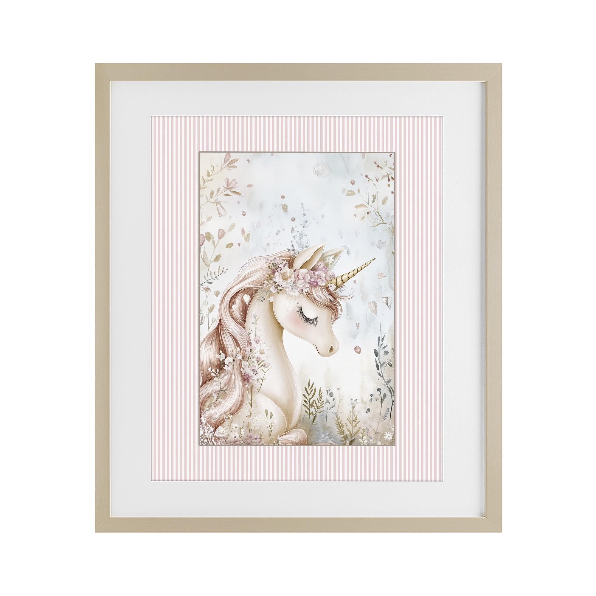 Stupell Industries Enchanted Dreams Unicorn Birch Framed Print Under Glass, design by Christine Simpson Art