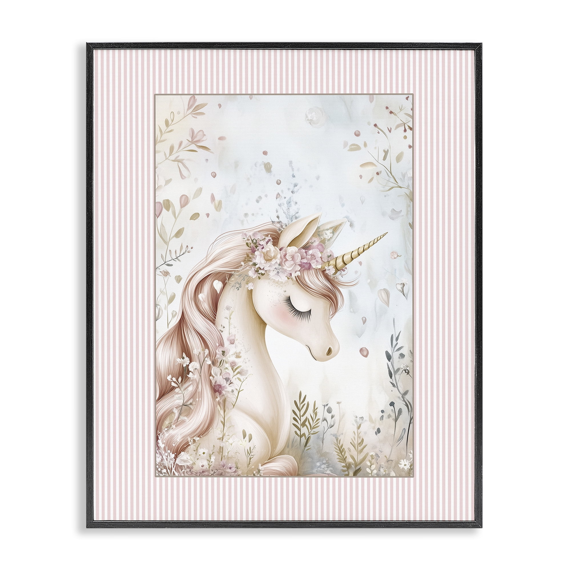 Stupell Industries Enchanted Dreams Unicorn Black Framed Giclee Art, design by Christine Simpson Art
