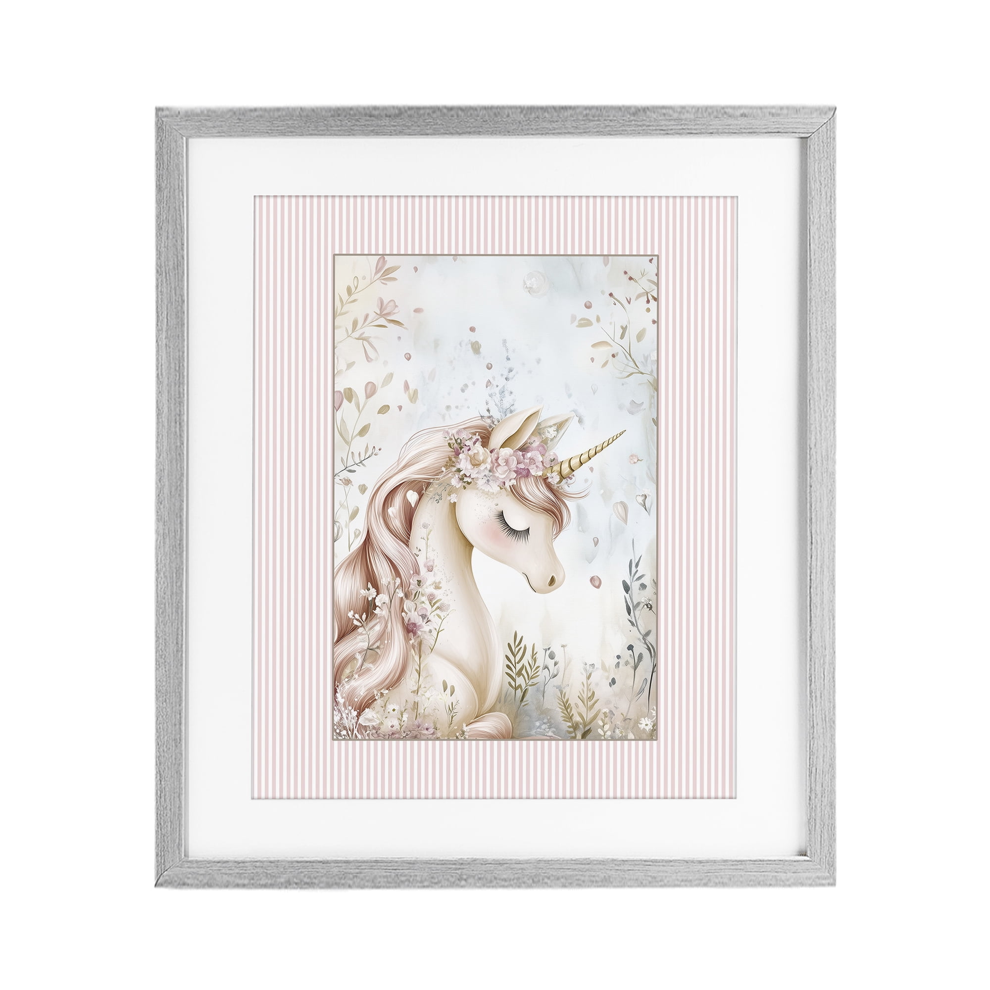 Stupell Industries Enchanted Dreams Unicorn Gray Framed Print Under Glass, design by Christine Simpson Art