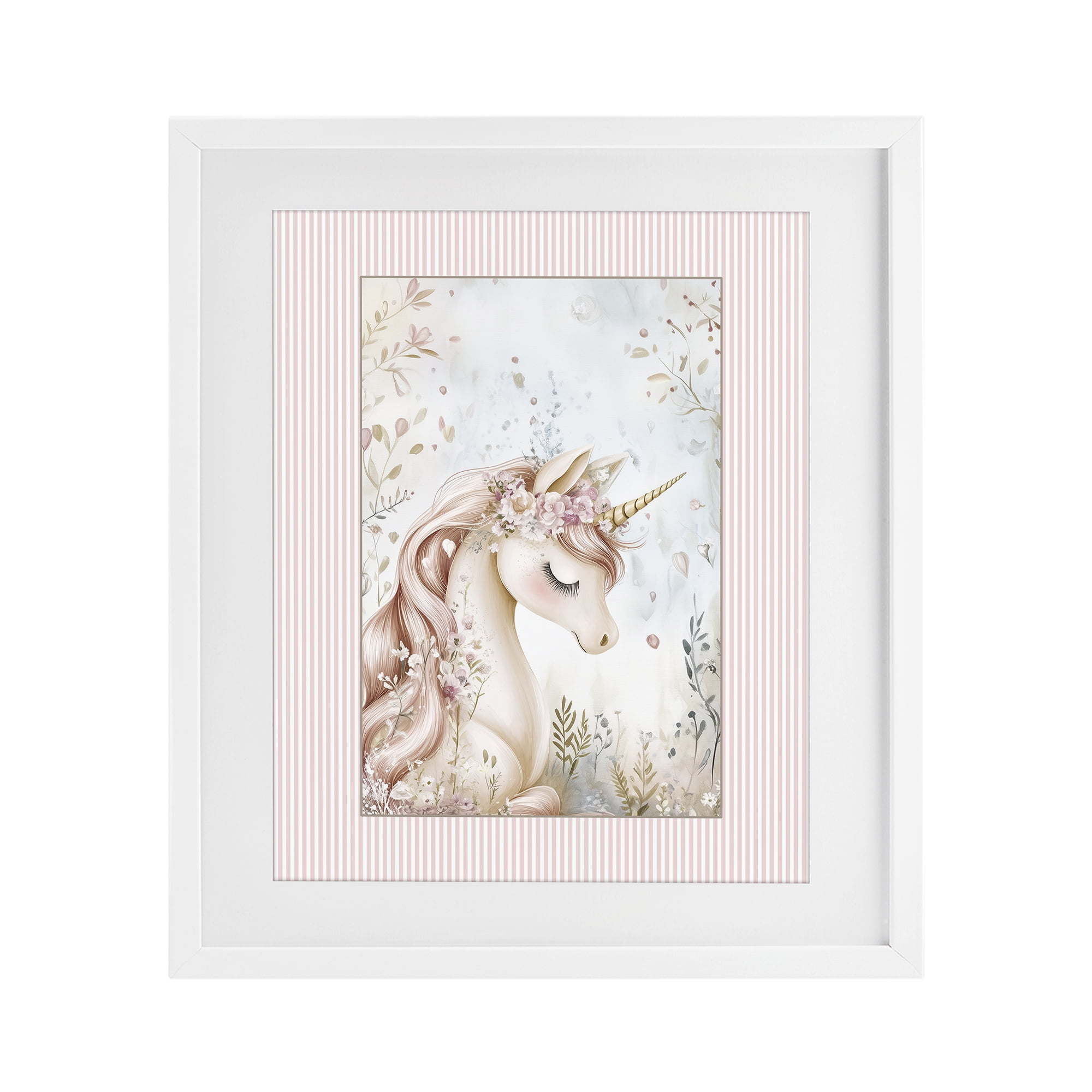Stupell Industries Enchanted Dreams Unicorn White Framed Print Under Glass, design by Christine Simpson Art
