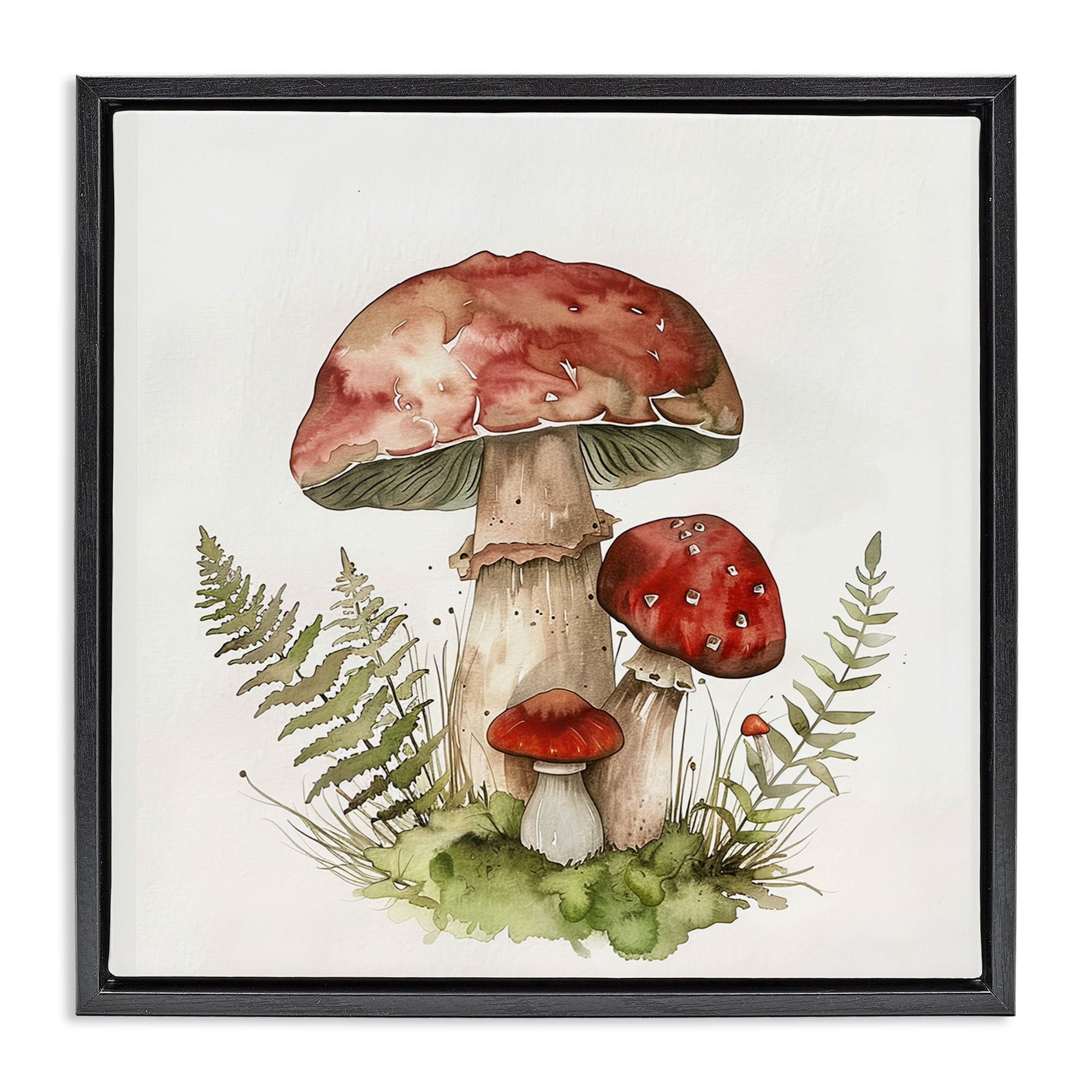 Stupell Industries Enchanted Forest Floor Plants & Flowers Painting Black Floater Framed Canvas Art Print Wall Art, 25 x 25