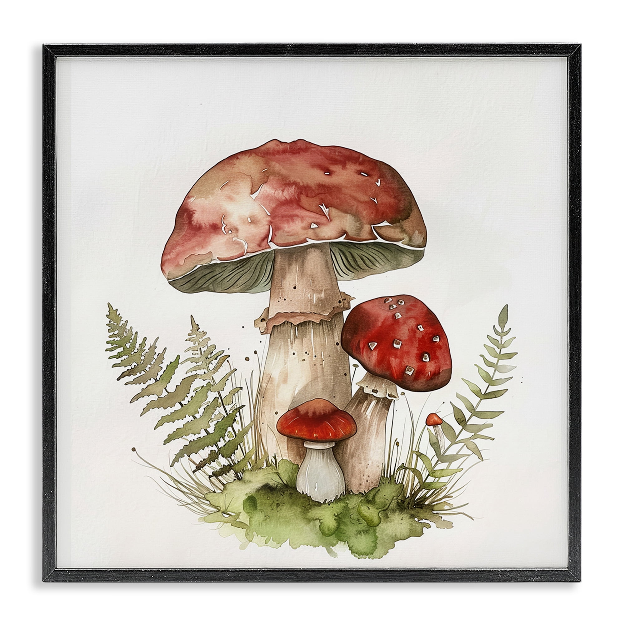 Stupell Industries Enchanted Forest Floor Plants & Flowers Painting Black Framed Art Print Wall Art, 24 x 24
