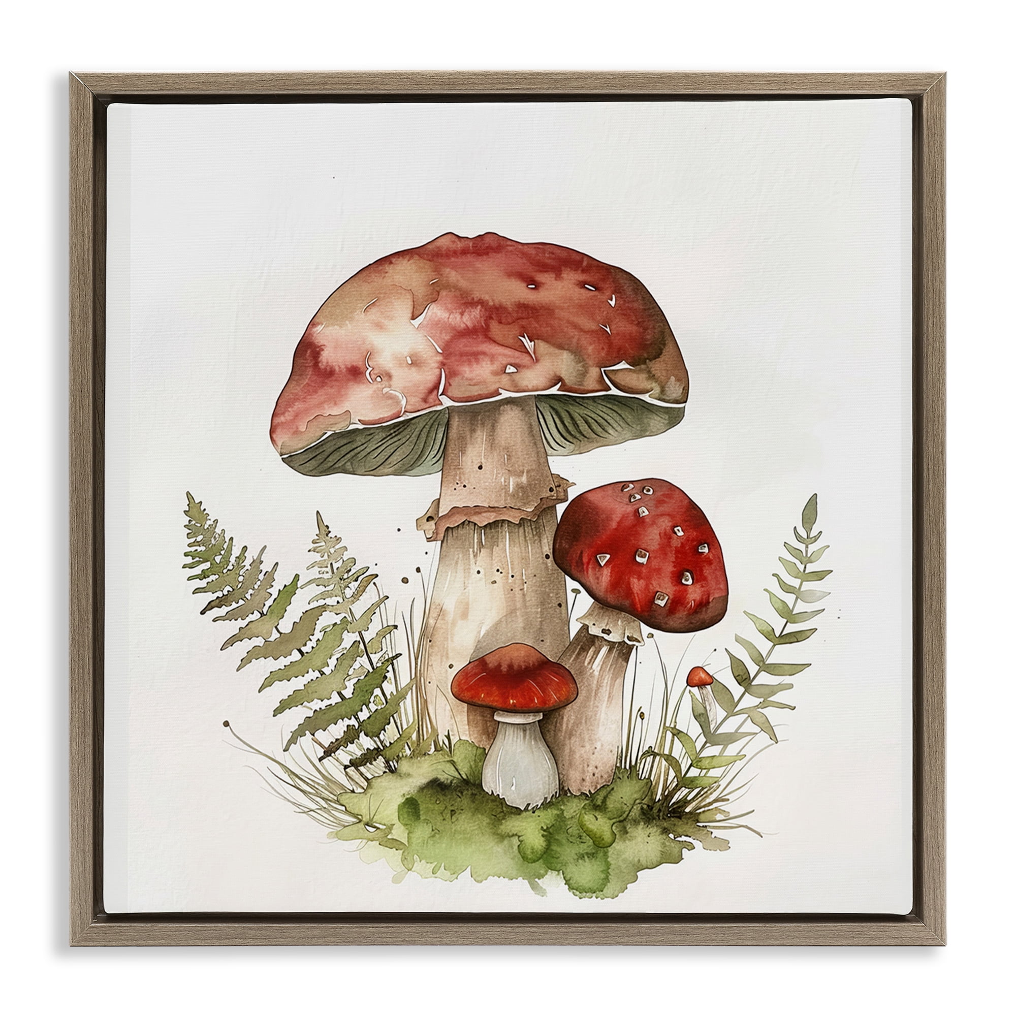 Stupell Industries Enchanted Forest Floor Plants & Flowers Painting Brown Floater Framed Canvas Art Print Wall Art, 18 x 18