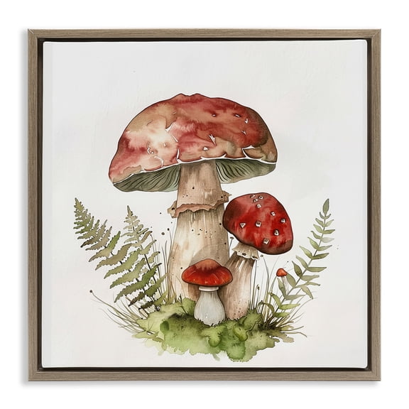 Stupell Industries Enchanted Forest Floor Plants & Flowers Painting Brown Floater Framed Canvas Art Print Wall Art, 25 x 25