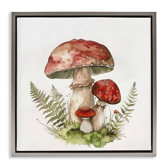 Stupell Industries Enchanted Forest Floor Plants & Flowers Painting Gray Floater Framed Canvas Art Print Wall Art, 18 x 18