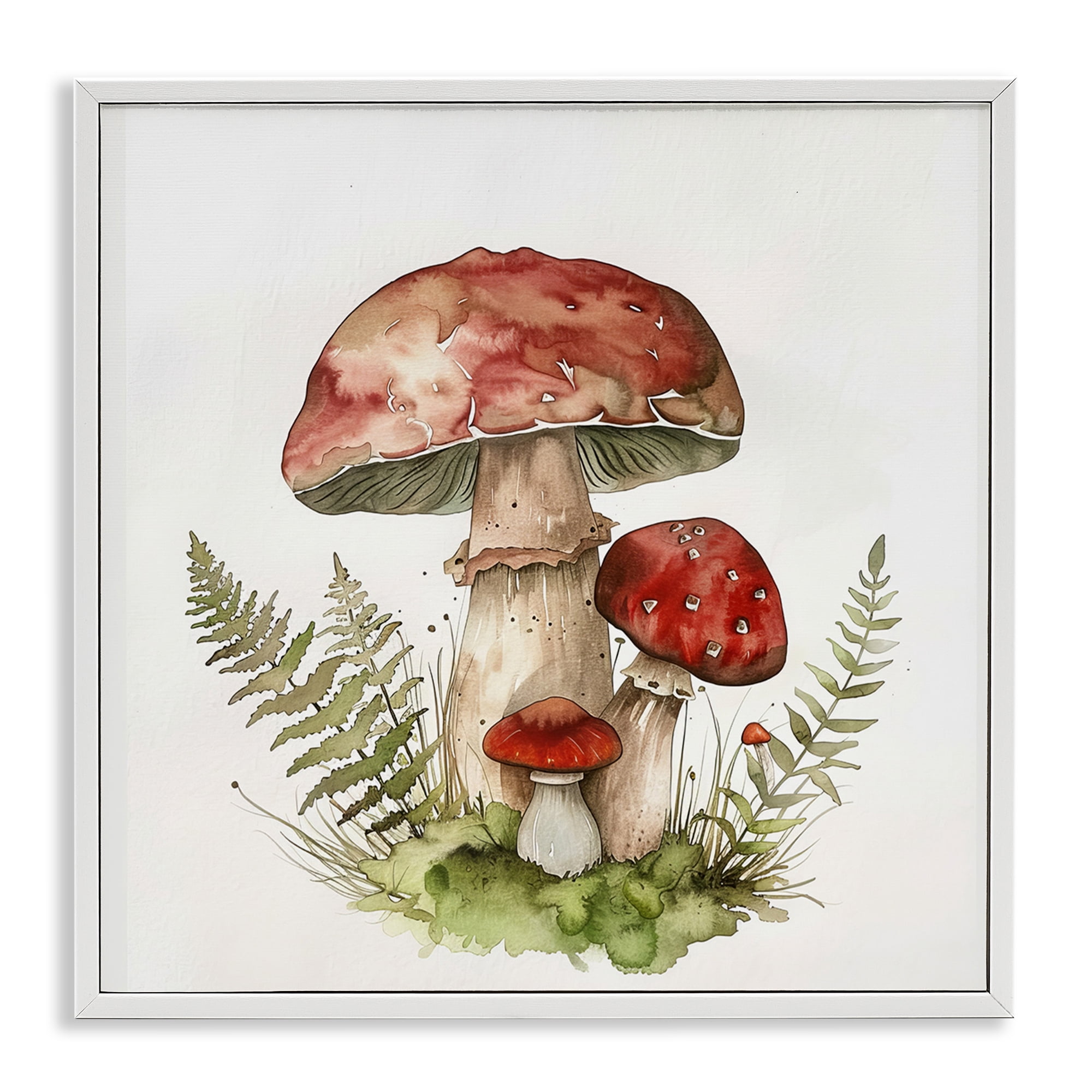 Stupell Industries Enchanted Forest Floor Plants & Flowers Painting White Framed Art Print Wall Art, 17 x 17