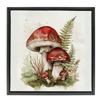 Stupell Industries Enchanted Forest Mushrooms Plants & Flowers Painting Black Floater Framed Canvas Art Print Wall Art, 18 x 18