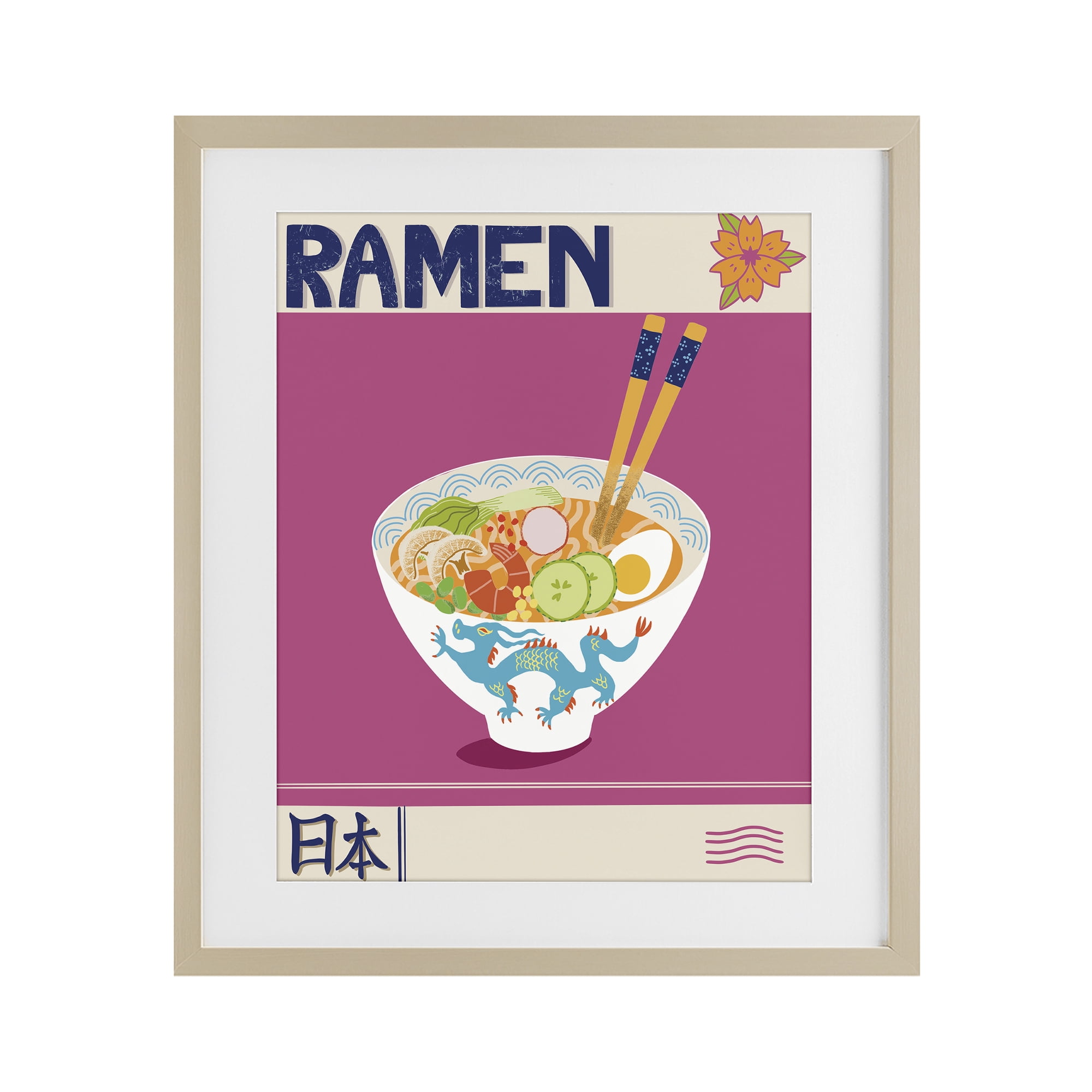 Stupell Industries Enchanted Japanese Ramen Birch Framed Print Under Glass, design by Jo Reid