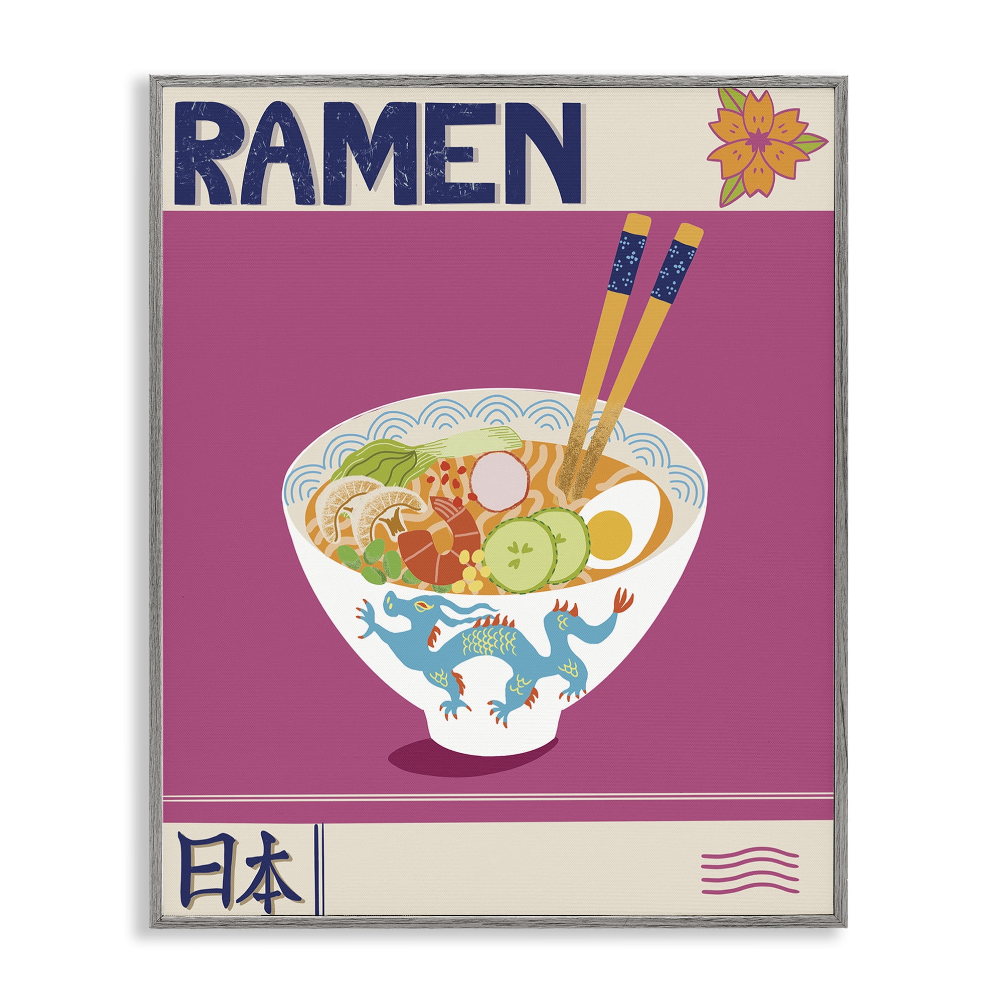 Stupell Industries Enchanted Japanese Ramen Gray Framed Giclee Art, design by Jo Reid