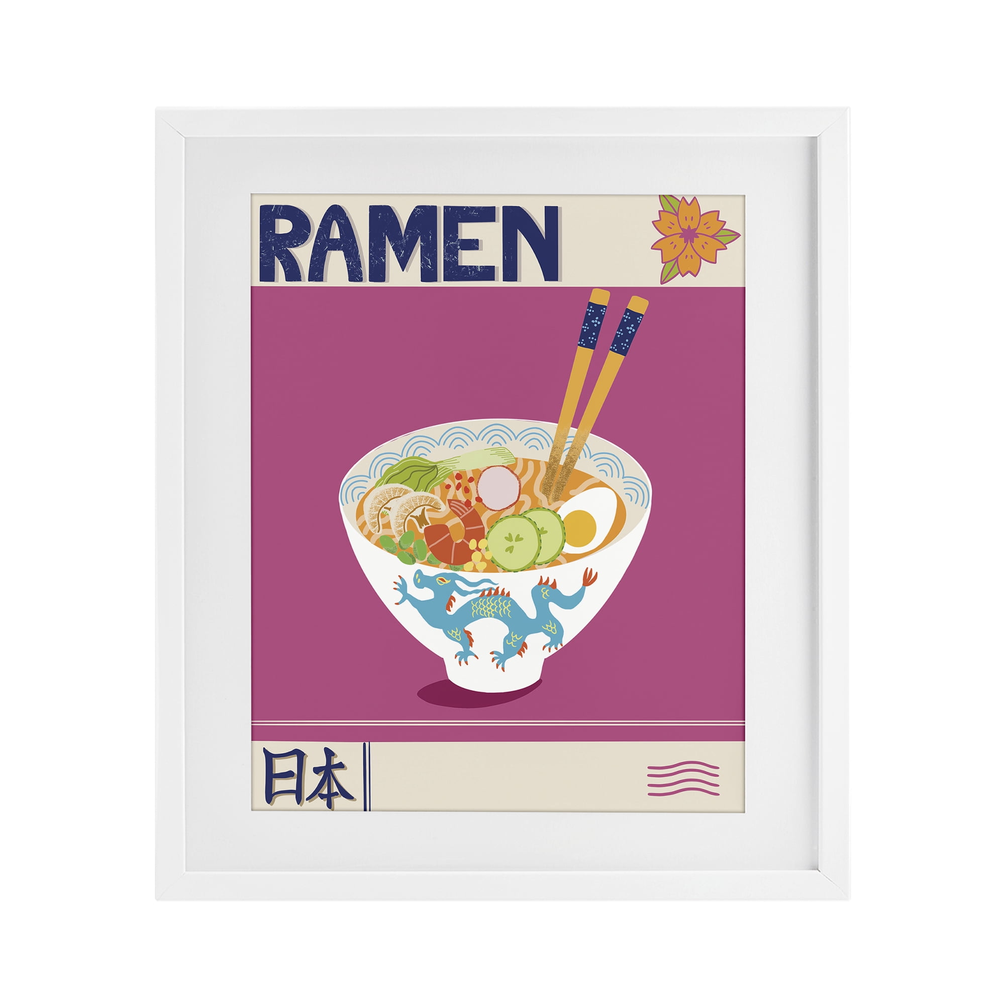 Stupell Industries Enchanted Japanese Ramen White Framed Print Under Glass, design by Jo Reid