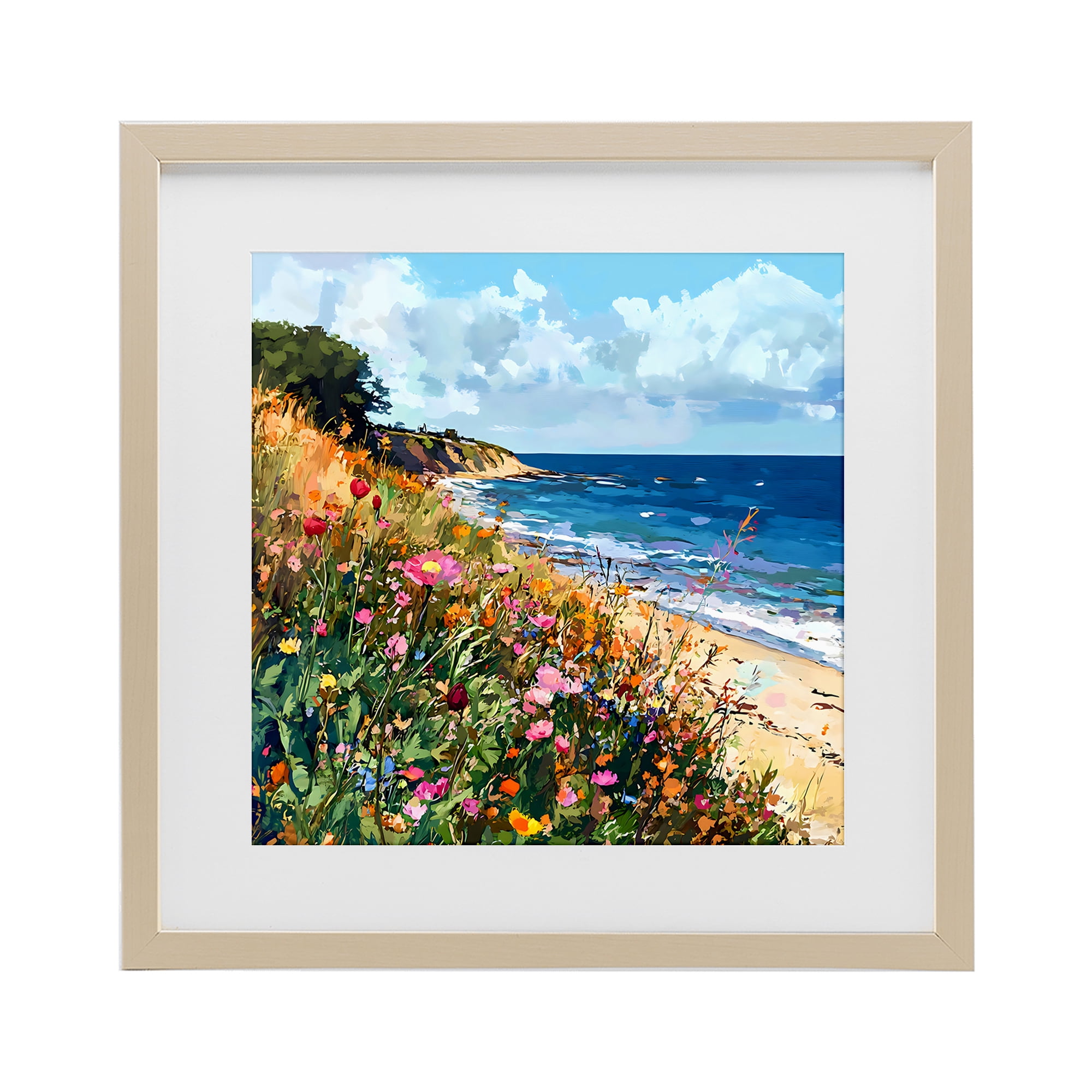 Stupell Industries Enchanted Oceanside Meadow Birch Framed Print Under Glass, design by Creative Studio