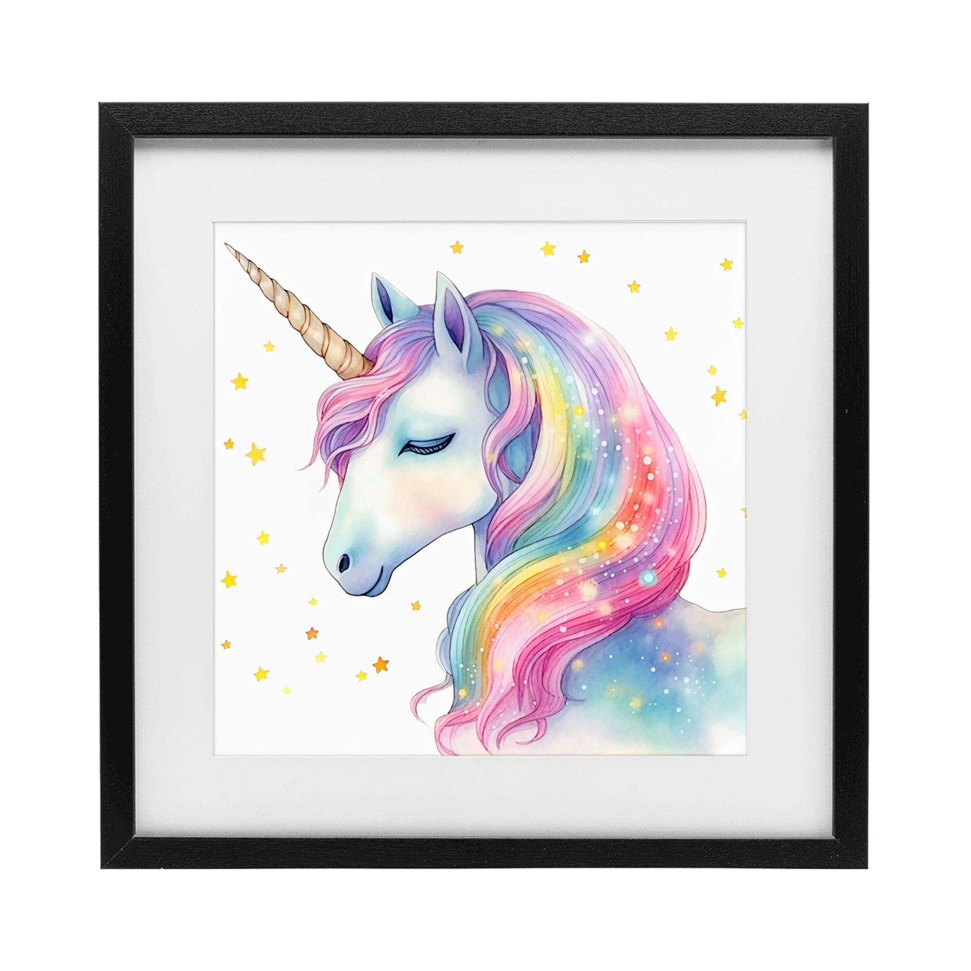 Stupell Industries Enchanted Rainbow Mane Unicorn Black Framed Print Under Glass, design by Creative Studio