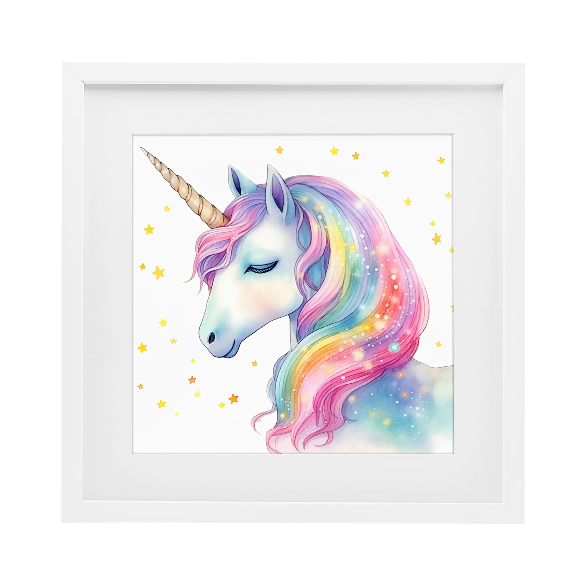 Stupell Industries Enchanted Rainbow Mane Unicorn White Framed Print Under Glass, design by Creative Studio