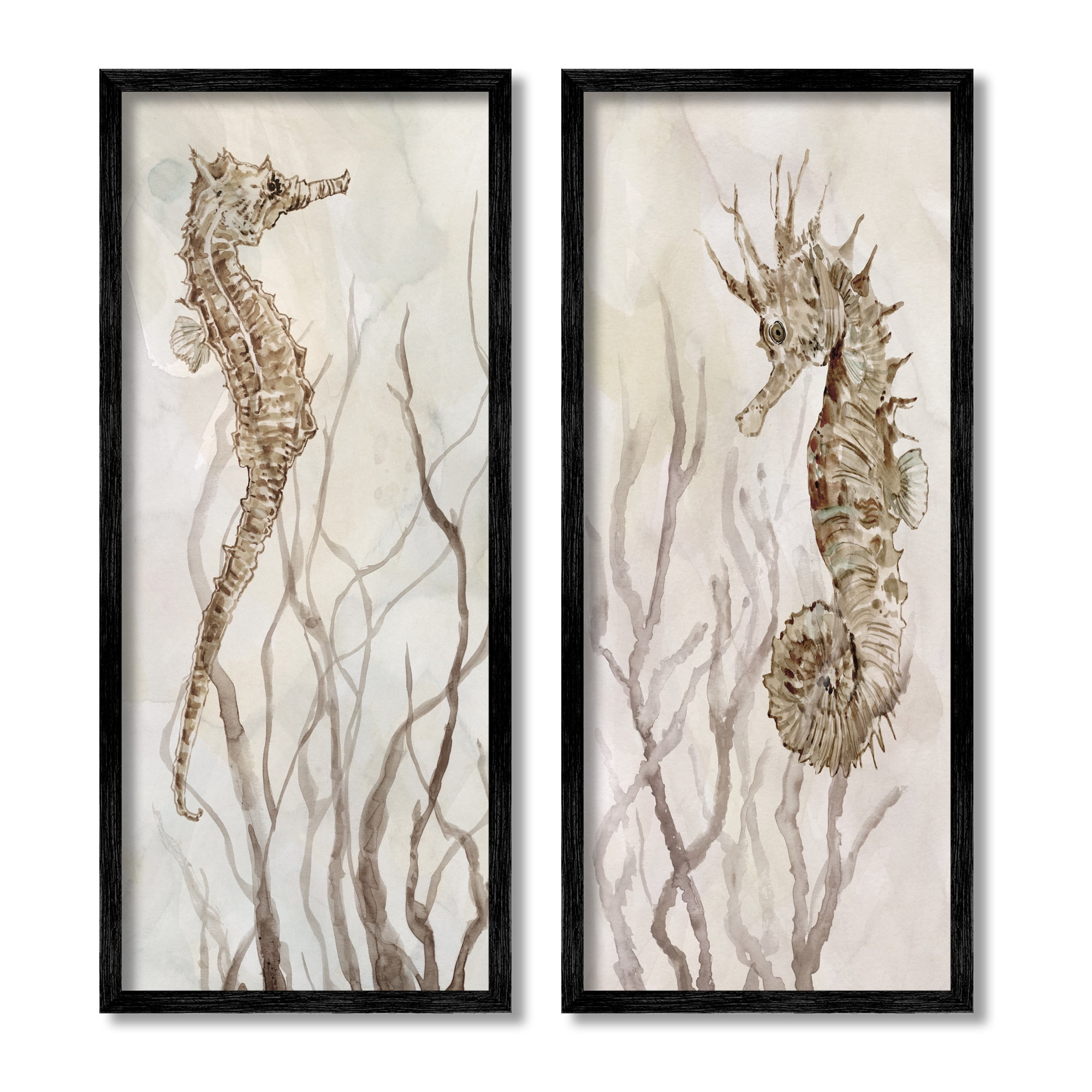 Stupell Industries Enchanted Sea Horse Ocean Algae Marine Life Painting,10 x 24, Design by Carol Robinson