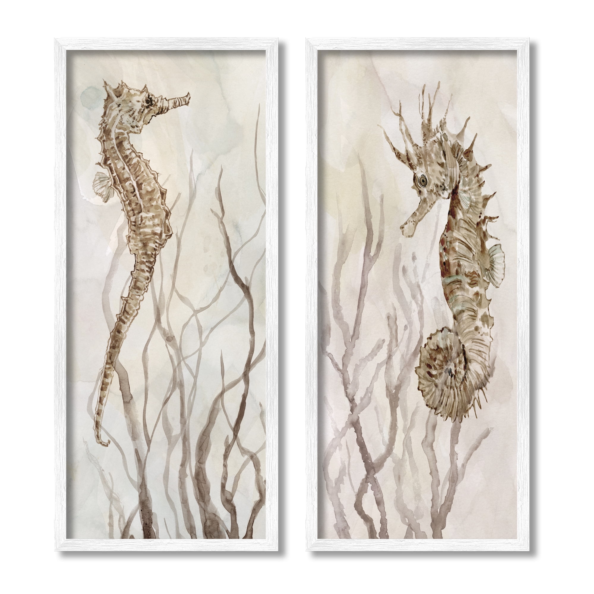 Stupell Industries Enchanted Sea Horse Ocean Algae Marine Life Painting,10 x 24, Design by Carol Robinson