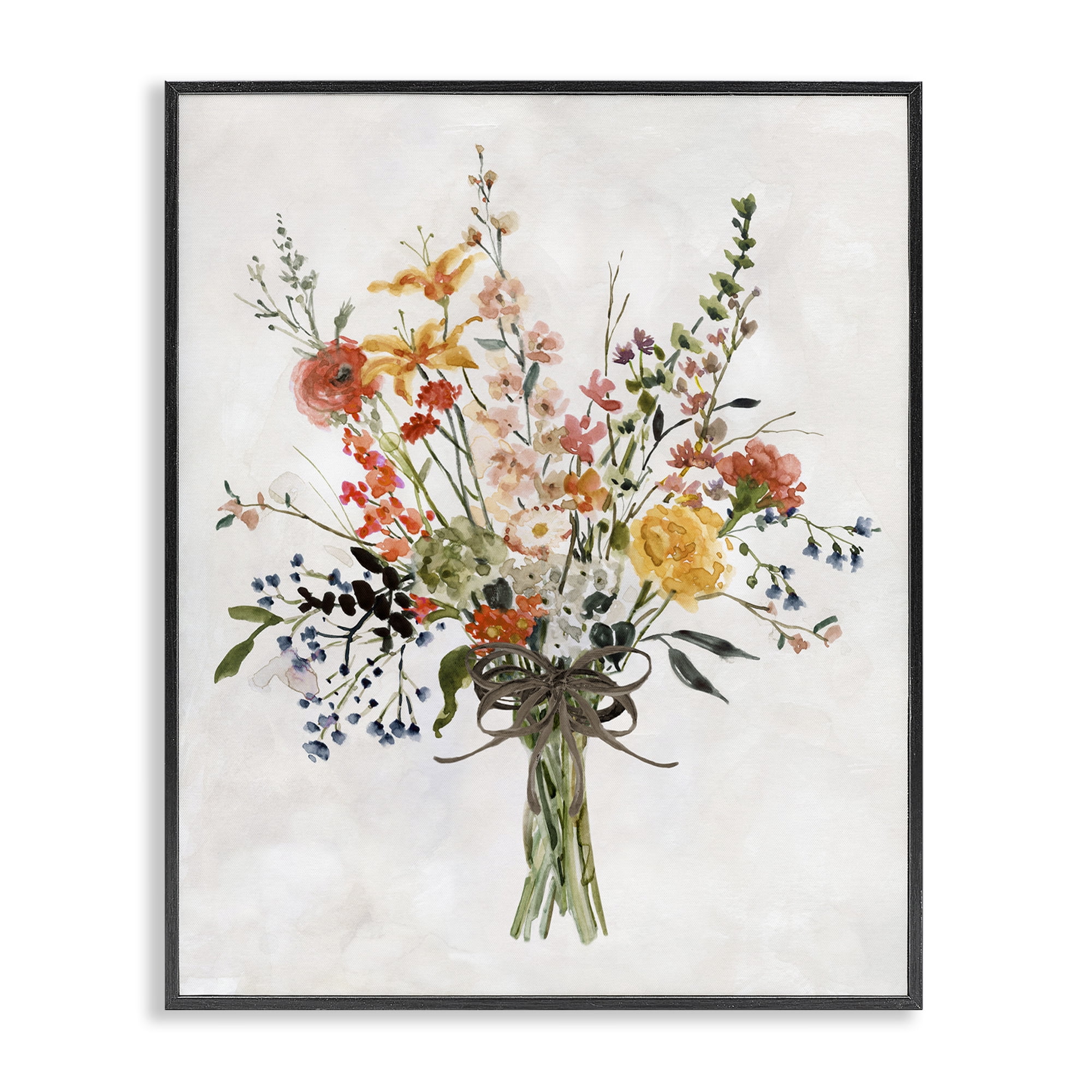 Stupell Industries Enchanting Floral Bouquet Botanical & Floral Painting Black Framed Art Print Wall Art, 24 x 30
