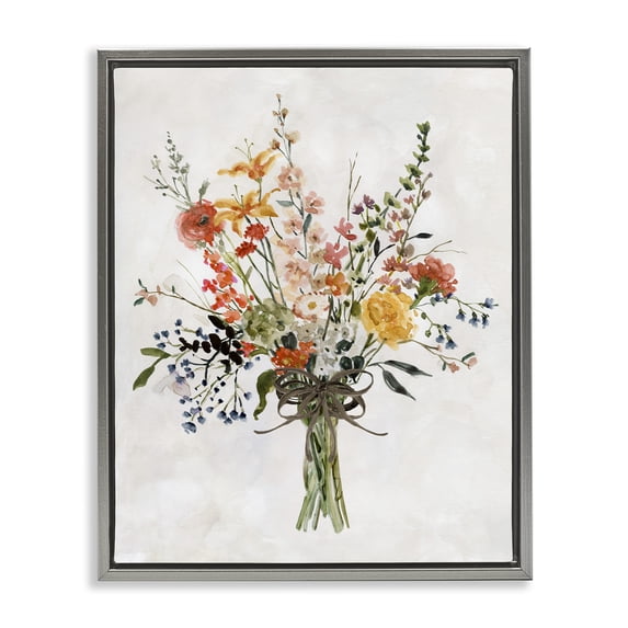 Stupell Industries Cottage Enchanting Floral Bouquet Gray Floating Frame Canvas Art, 25 x 31, by Carol Robinson
