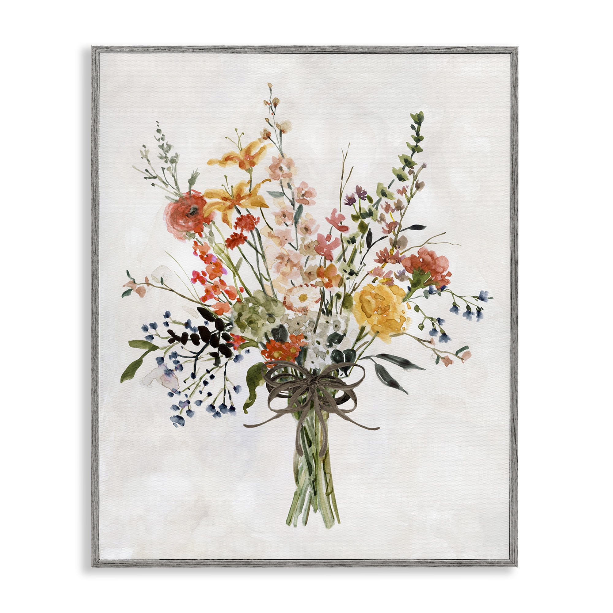 Stupell Industries Enchanting Floral Bouquet Botanical & Floral Painting Gray Framed Art Print Wall Art, 11 x 14