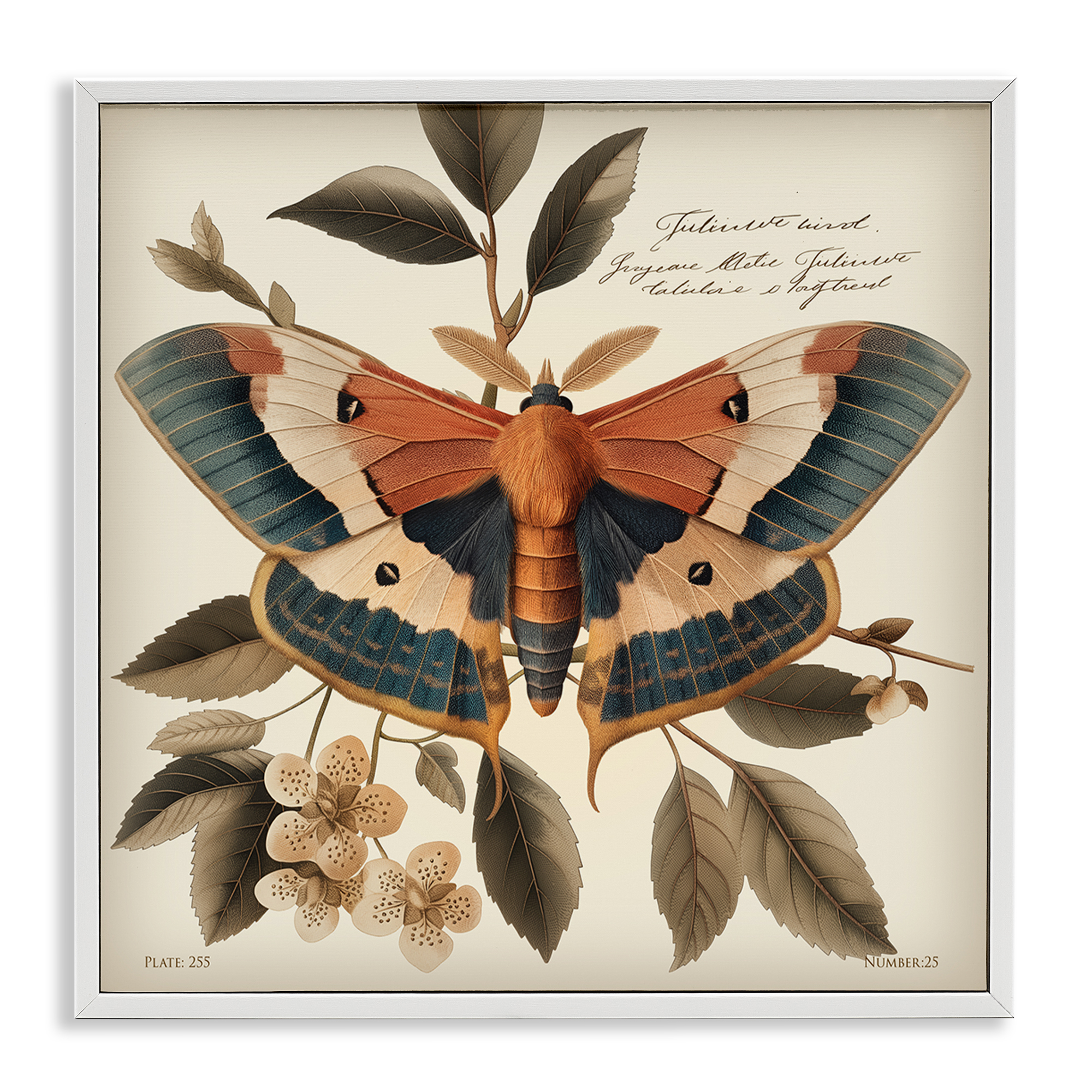 Stupell Industries Enchanting Moth & Plant Animals Painting White Framed Art Print Wall Art, 12 x 12