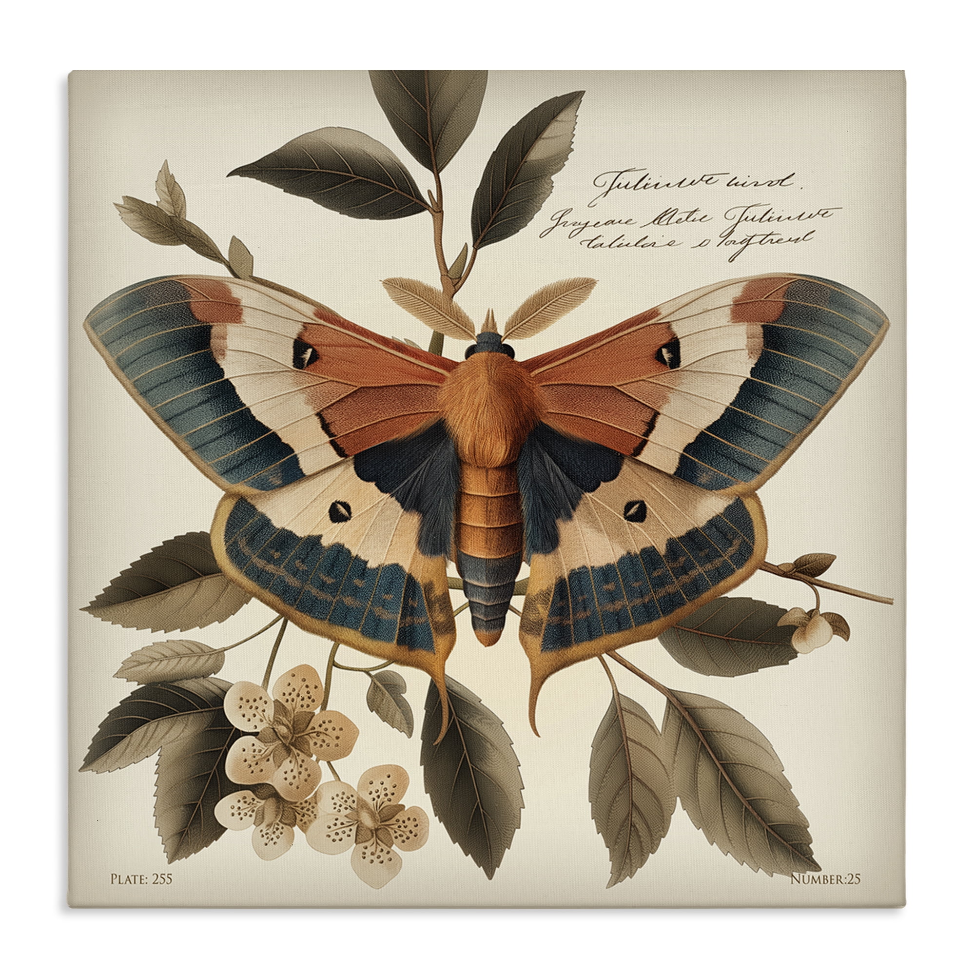 Stupell Industries Enchanting Moth & Plant Animals Painting Wrapped Canvas Art Print Wall Art, 17 x 17