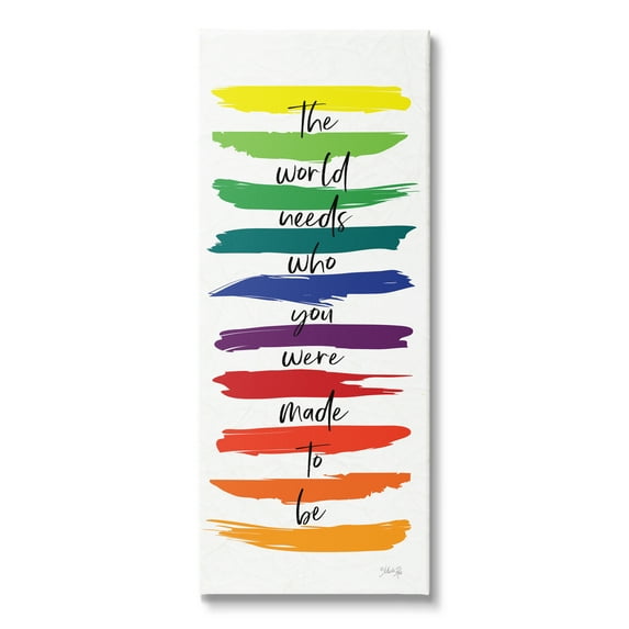 Stupell Industries Encouraging Bold Rainbow Quote Paint Brush Strokes Graphic Art Gallery Wrapped Canvas Print Wall Art, Design by Marla Rae