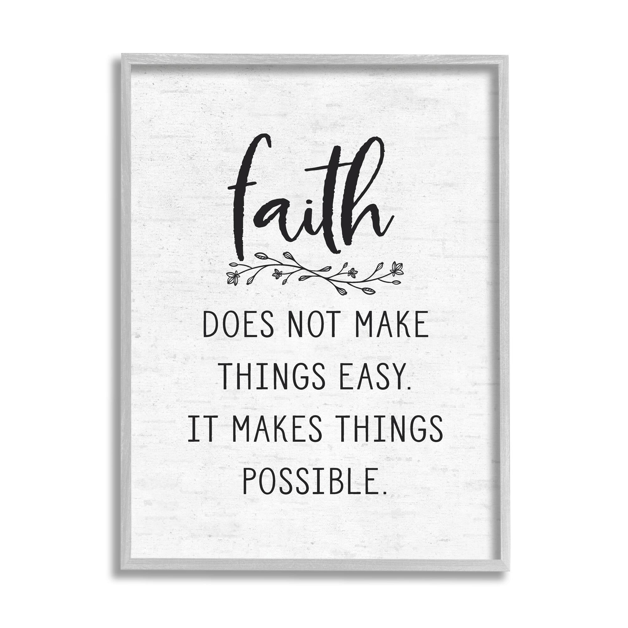 Stupell Industries Encouraging Faith Quote Rustic Botanical Sprig Design Graphic Art Gray Framed Art Print Wall Art, Design by Lettered and Lined