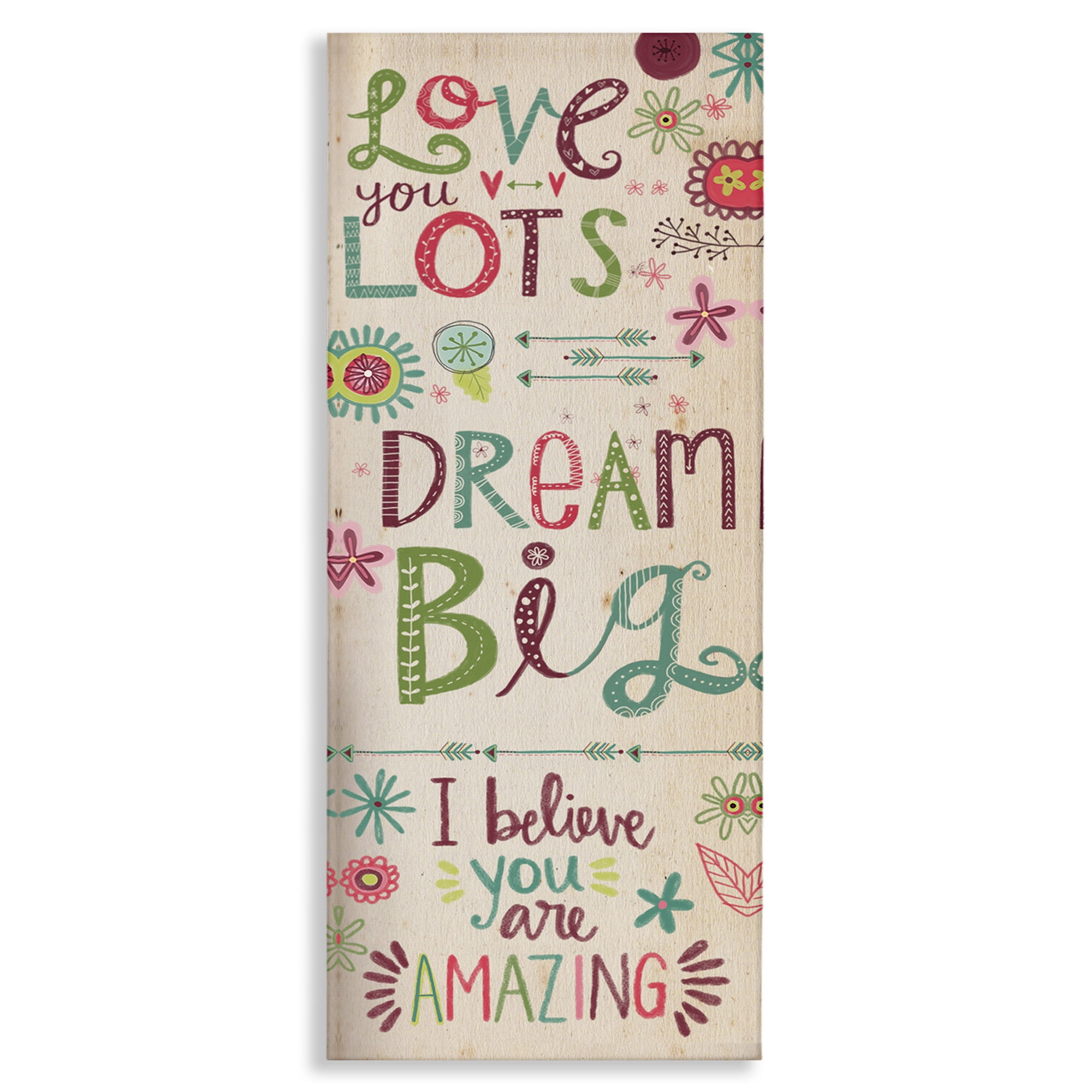 Stupell Industries Encouraging Floral Dream Big Art for Kids Painting Gallery Wrapped Canvas Art Print Wall Art, 20 x 48