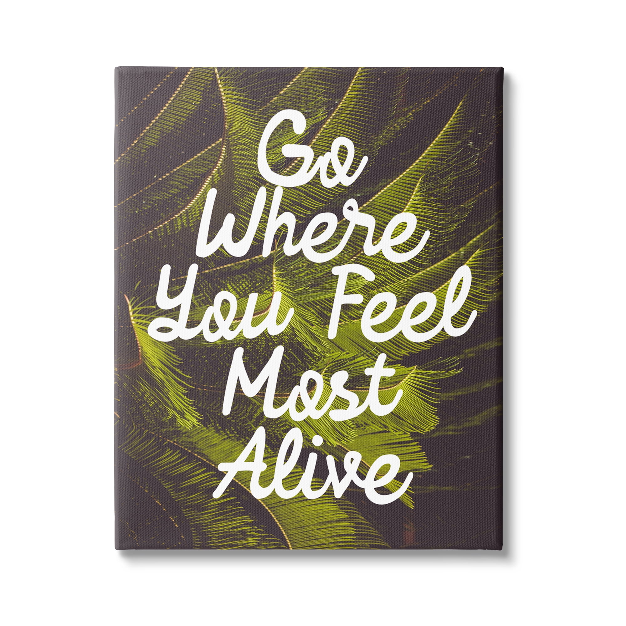 Stupell Industries Encouraging Life Calligraphy Quote Botanical Plant Leaf Graphic Art Gallery Wrapped Canvas Print Wall Art, Design by Daphne Polselli