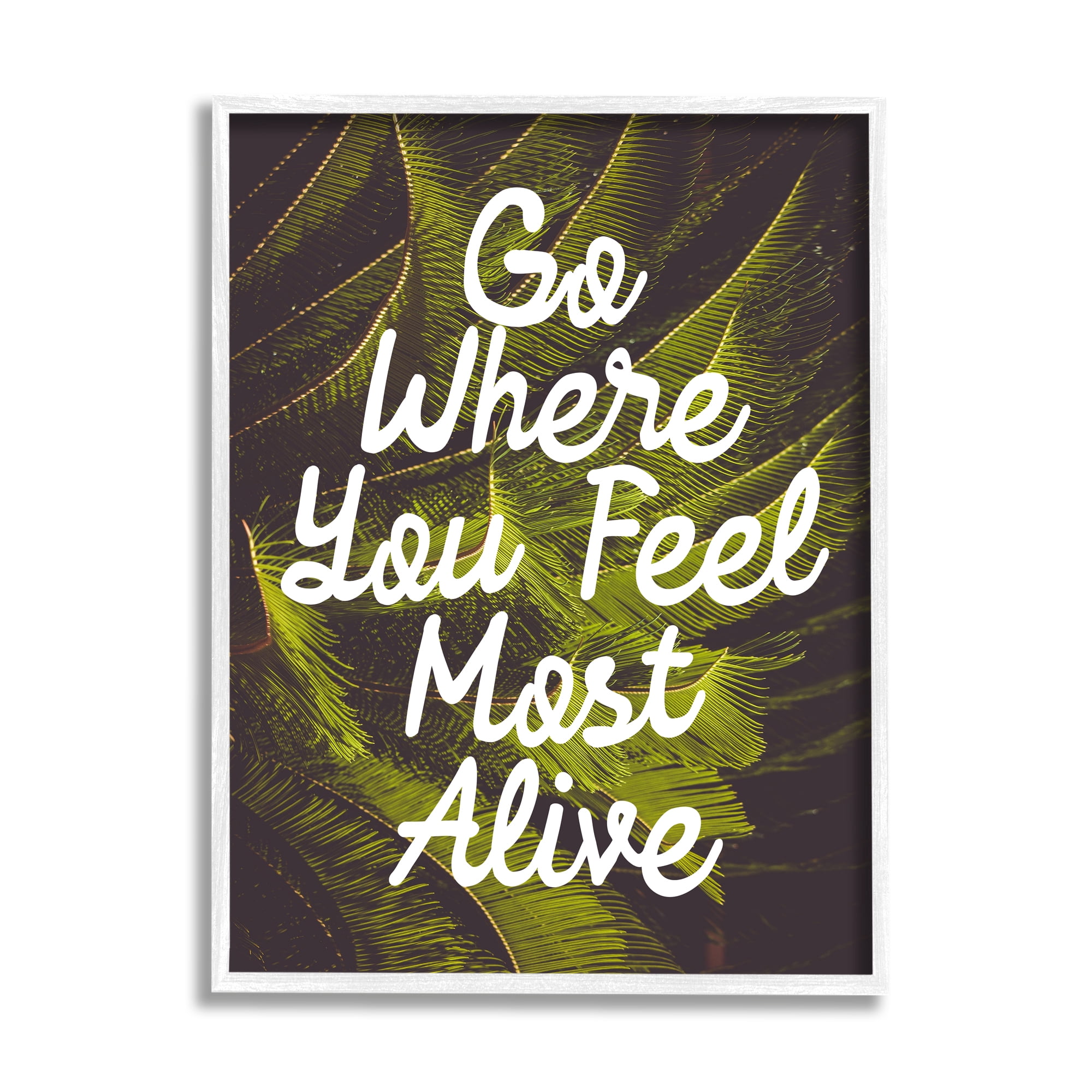 Stupell Industries Encouraging Life Calligraphy Quote Botanical Plant Leaf Graphic Art White Framed Art Print Wall Art, Design by Daphne Polselli