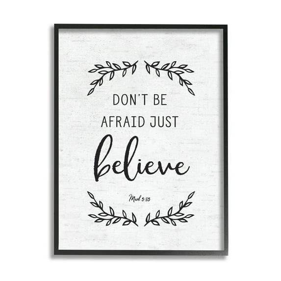 Stupell Industries Encouraging Scripture Verse Quote Casual Leaf Sprigs Graphic Art Black Framed Art Print Wall Art, Design by Lettered and Lined