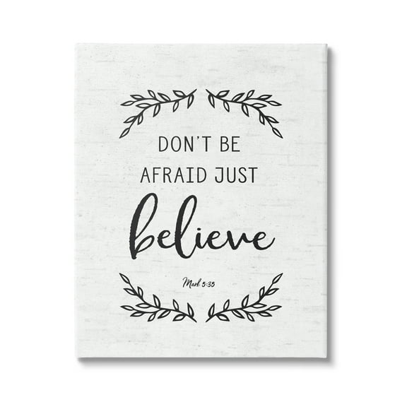 Stupell Industries Encouraging Scripture Verse Quote Casual Leaf Sprigs Graphic Art Gallery Wrapped Canvas Print Wall Art, Design by Lettered and Lined