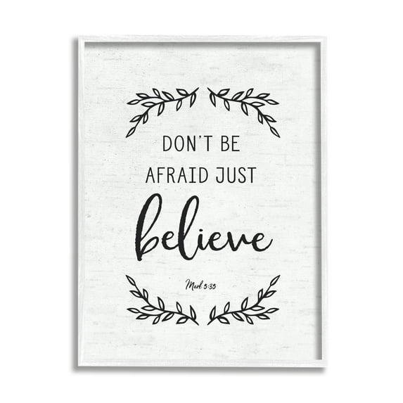 Stupell Industries Encouraging Scripture Verse Quote Casual Leaf Sprigs Graphic Art White Framed Art Print Wall Art, Design by Lettered and Lined