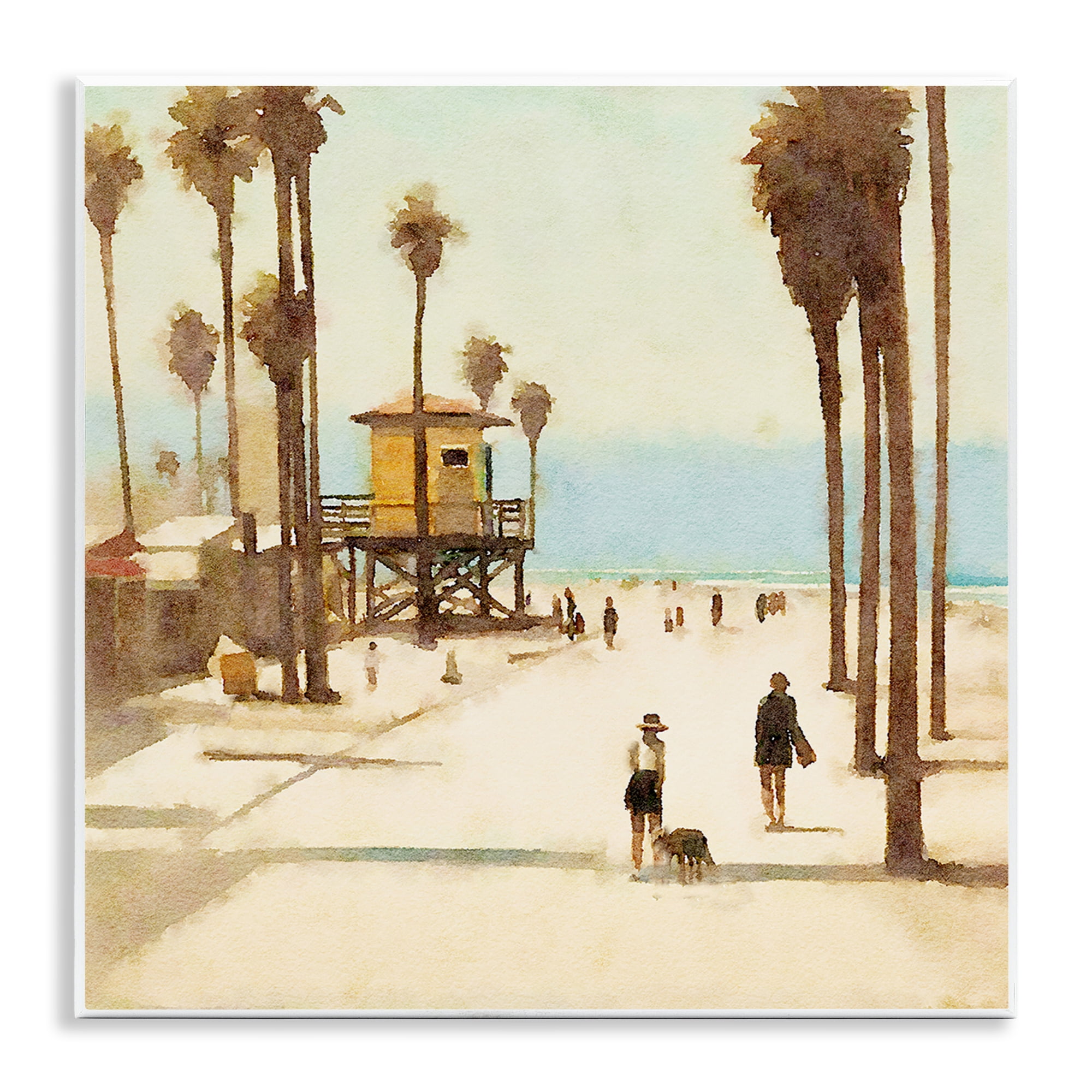 Stupell Industries End Of Road Beach People Painting Unframed Art Print Wall Art, 12 x 12