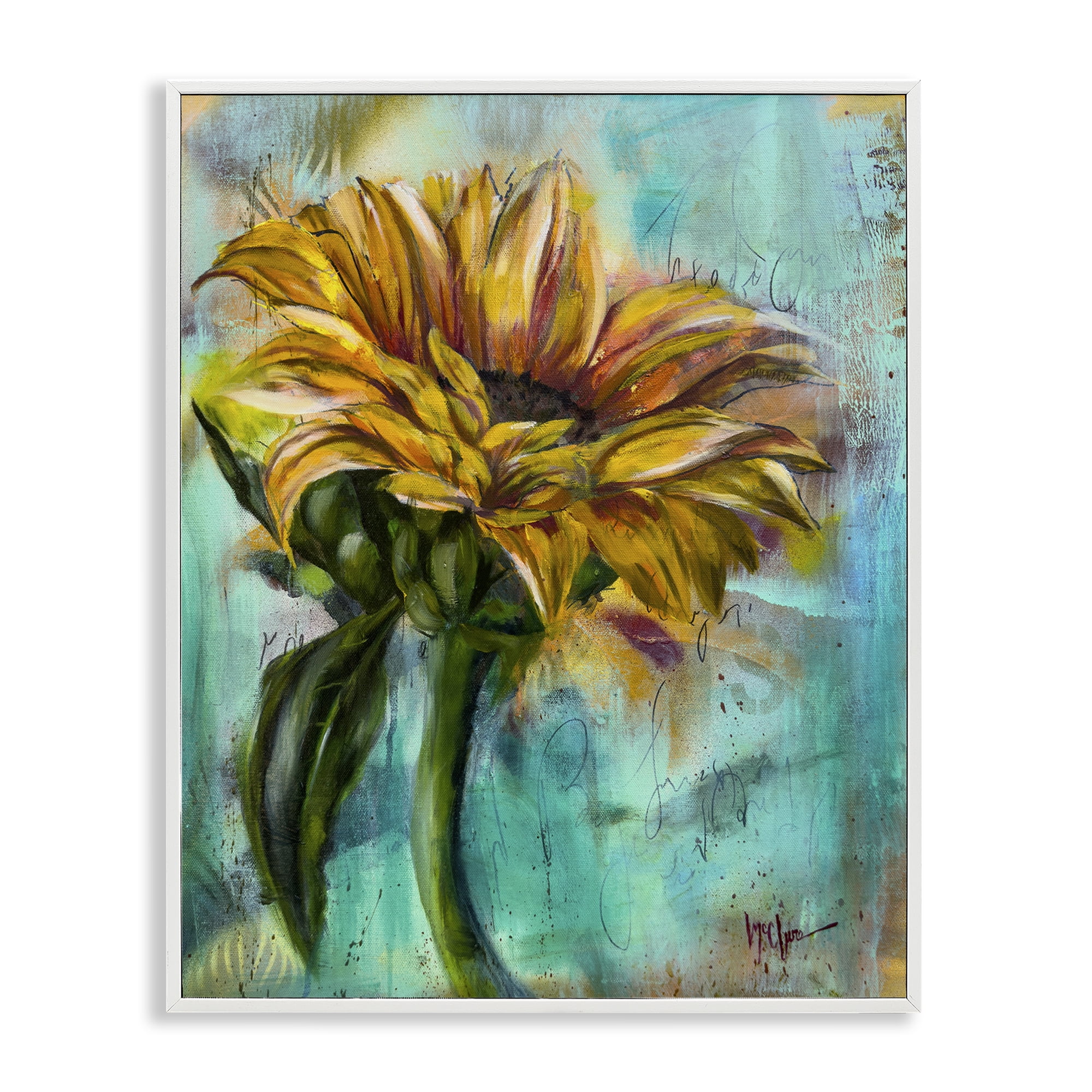 Stupell Industries End Of Summer Sunflower Plants & Flowers Painting White Framed Art Print Wall Art, 16 x 20